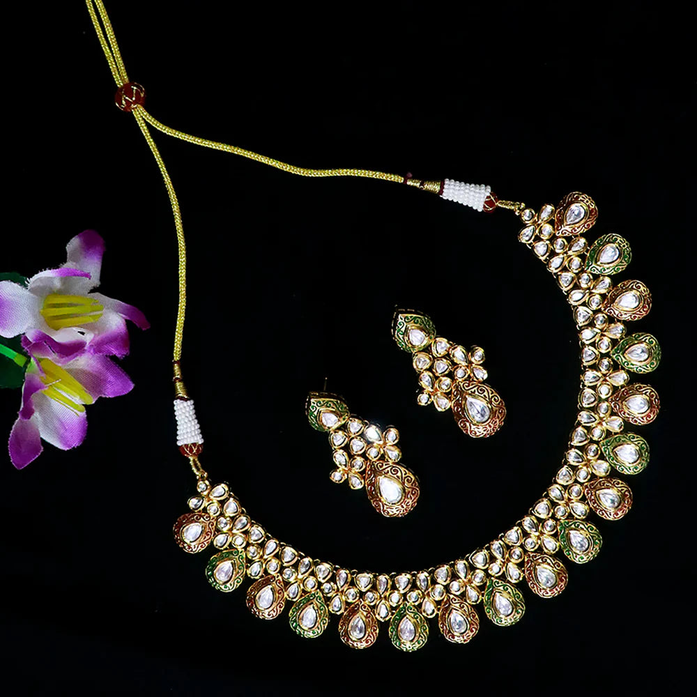Exquisite Designer Gold Plated Royal Kundan Necklace (D536) - Elegant Indian Jewelry for Weddings, Parties & Special Occasions