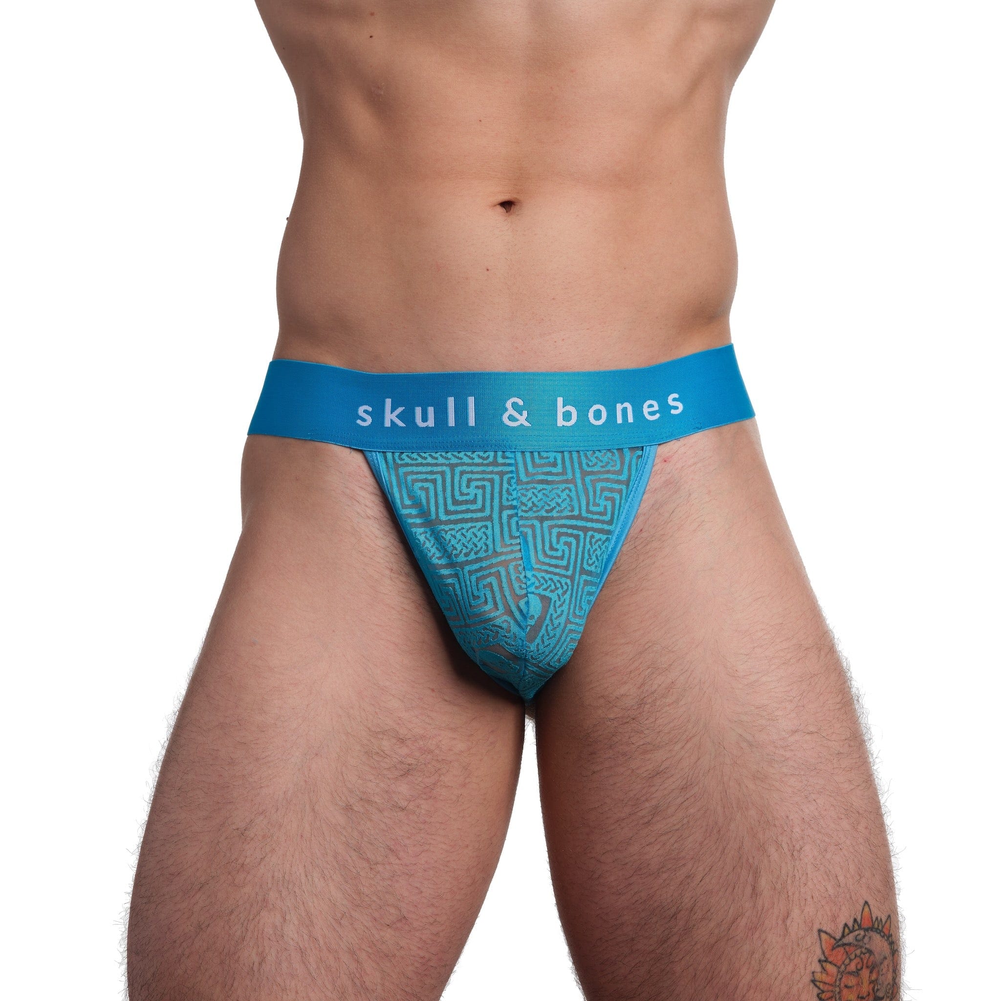 Roman Tile Burnout Thong Neon Blue - Sexy Brazilian Bikini Bottom for Women | Perfect for Beach, Pool Party & Summer Vacation | Comfortable & Stylish Swimwear