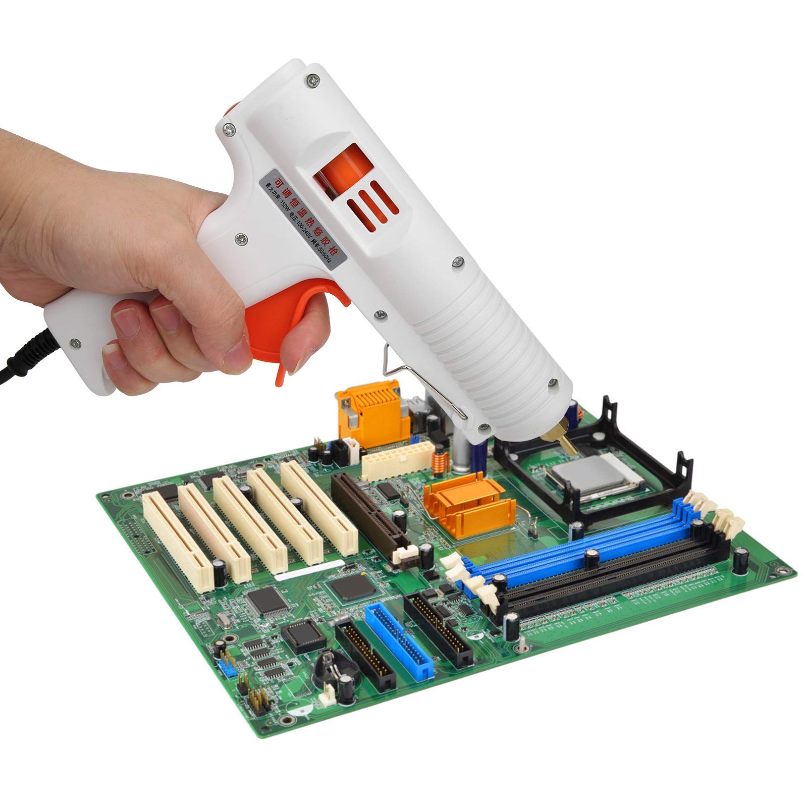 Walfront HL-F 150W Hot Glue Gun with Adjustable Temperature - 100-240V AC Power for DIY Crafts, Home Repairs & Creative Projects (White, US Plug) - Perfect for Scrapbooking, Woodworking & Home Decor