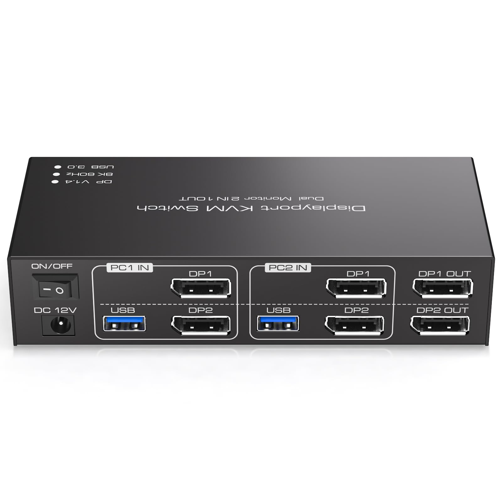TJCXELE 8K60Hz/4K120Hz DisplayPort KVM Switch for 2 Monitors & 2 Computers - USB 3.0 Dual Monitor Sharing Hub with 4 USB Ports | Supports Extend & Copy Modes | Wired Controller Included | Perfect for Home Office, Gaming & Multi-Tasking Workstations