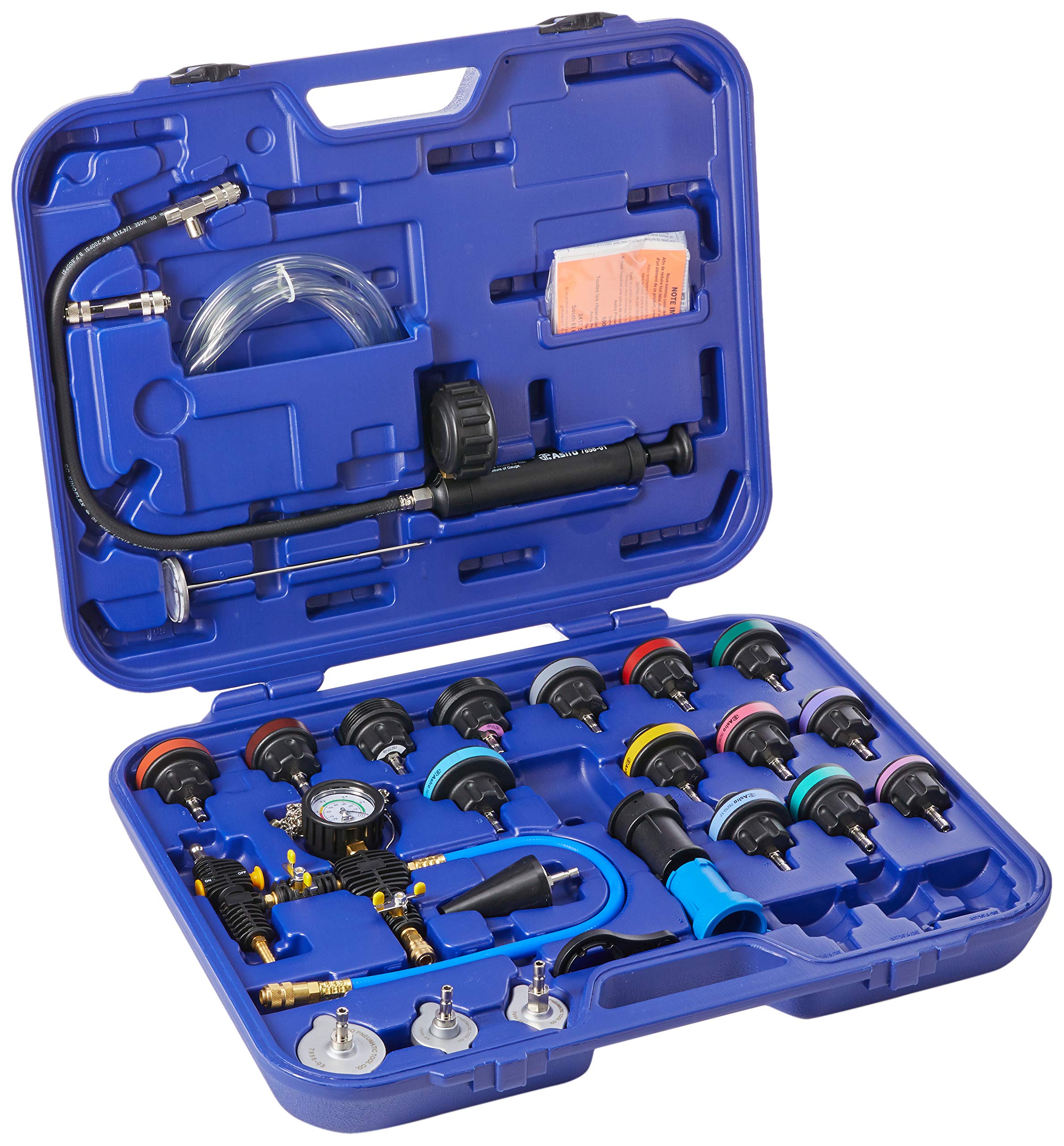 Astro Pneumatic Tool 78585 Universal Radiator Pressure Tester & Vacuum Cooling System Kit - Professional Automotive Diagnostic Tool for Leak Detection & Cooling System Maintenance