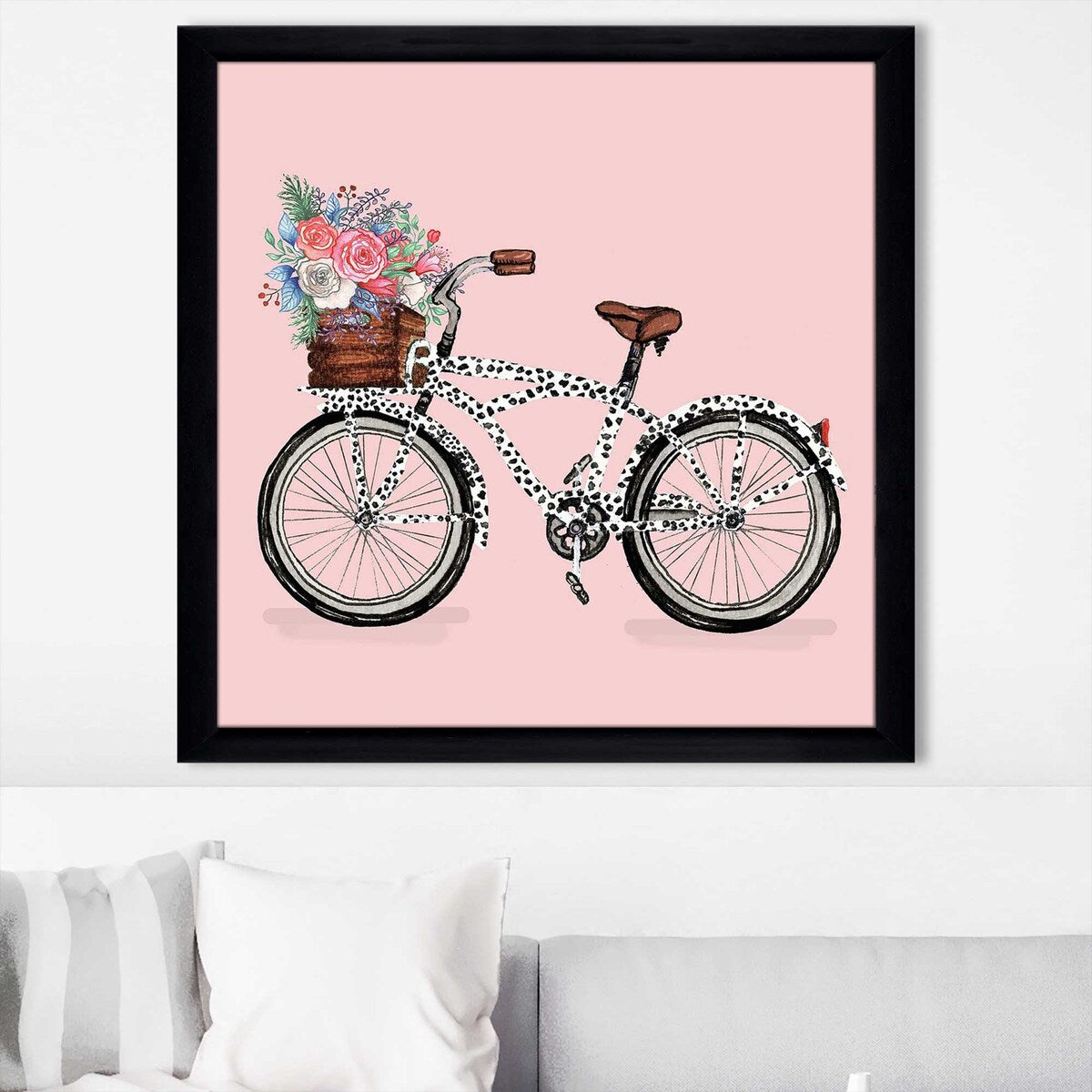 Floral Print Acrylic Bicycle Wall Art - Perfect for Home Decor, Living Room, Bedroom, and Office Decoration