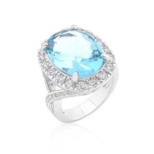 Exquisite 14K Gold Oval Blue Topaz Cocktail Ring for Women - Elegant Statement Jewelry for Evening Parties, Weddings & Special Occasions