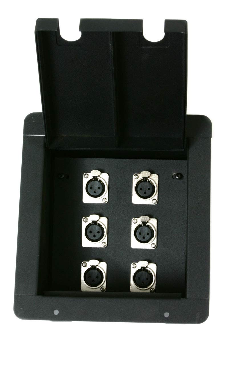 Elite Core FB6 Recessed Floor Box with 6 XLRF Connections - Ideal for Home Theater, Conference Rooms & Professional Audio Setups