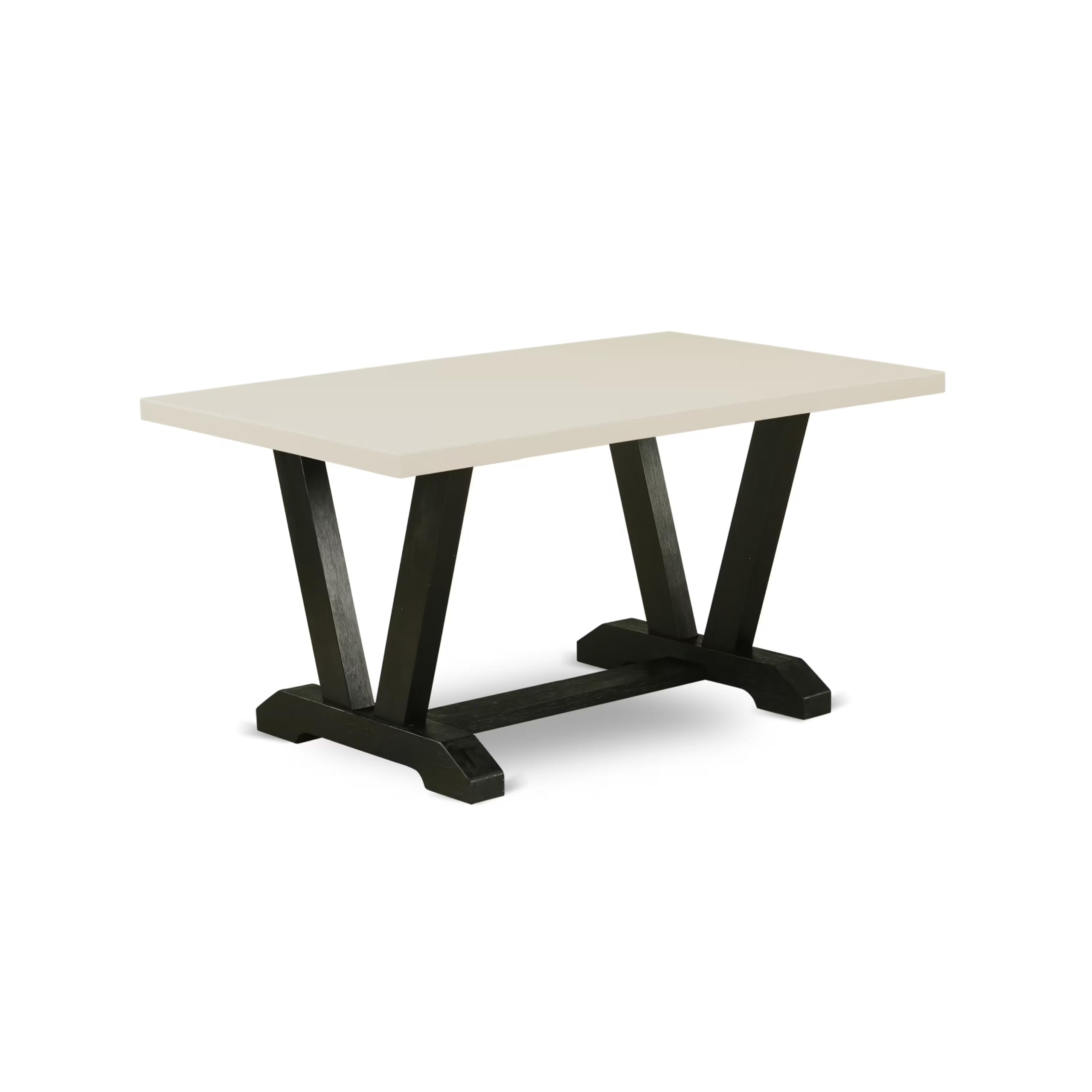East West Furniture 5-Piece Dining Set with Rectangle Table & 4 Parson Chairs - 36x60 Inch Kitchen Table with V-Legs, Black Linen Fabric Seating - Perfect for Small Spaces, Breakfast Nooks & Modern Dining Rooms
