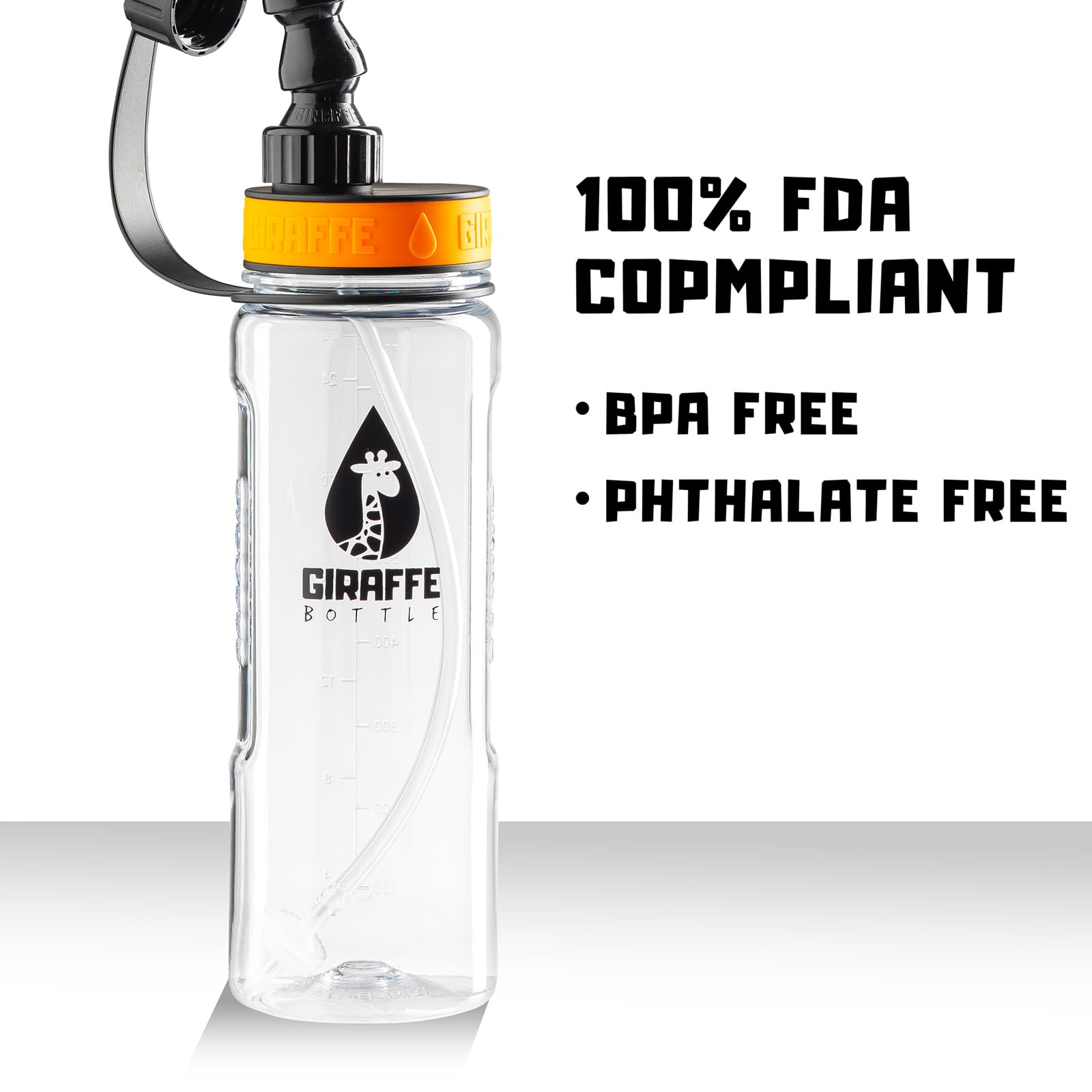 **Hands-Free Giraffe Bottle Tower - 25 Inch (63 cm) Clear Tritan Water Bottle for Outdoor Sports, Hiking, Camping & Workouts**