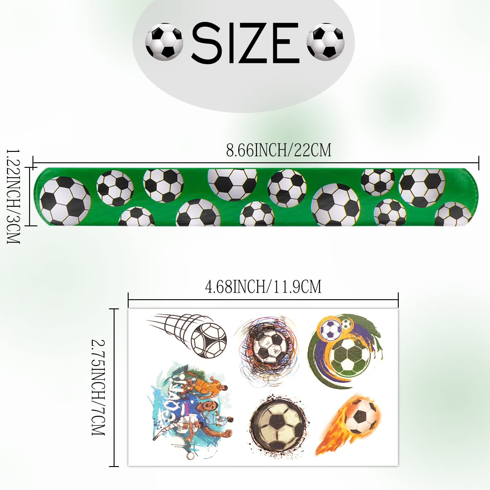 30Pcs Soccer Slap Bracelets Party Favors with Tattoo - Bulk Snap Bands for Kids Birthday Party Decorations & Sports Themed Gifts - Perfect for Team Events, School Rewards and Game Day Favors