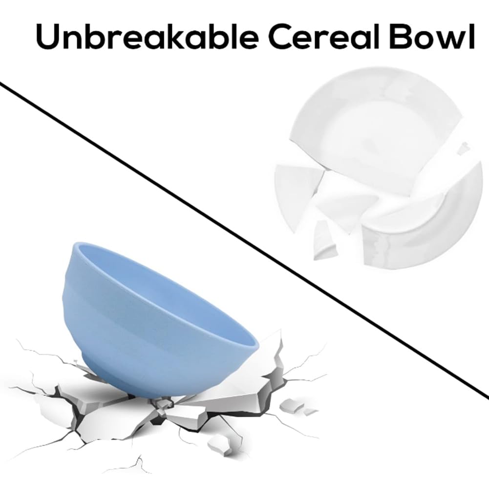 Unbreakable 24 oz Wheat Straw Cereal Bowls Set - BPA Free, Eco-Friendly, Dishwasher & Microwave Safe - Perfect for Kids, Soup, Salad, Rice, Oatmeal & Desserts - Ideal for Family Meals, Picnics & Dorm Use