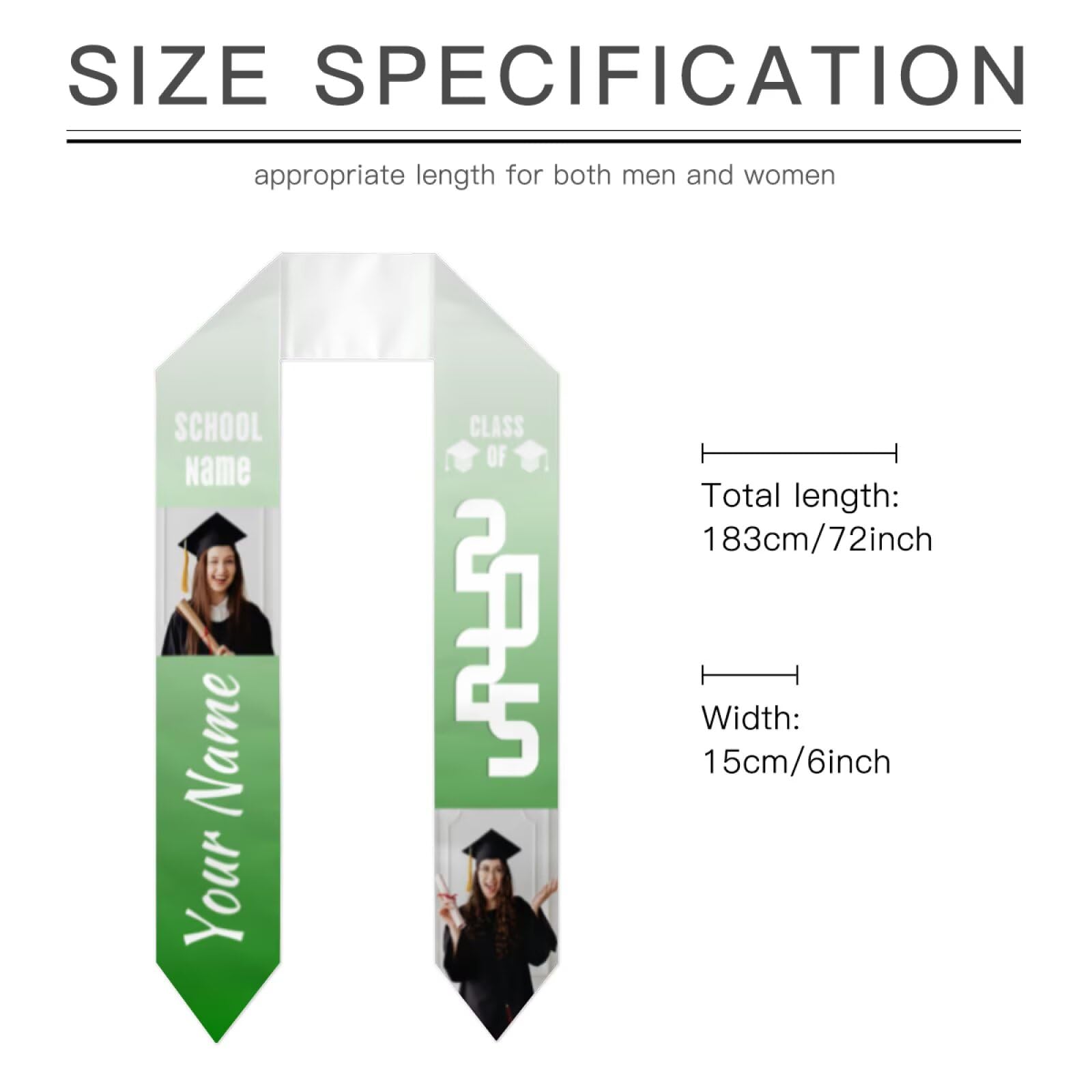 Personalized Graduation Stole Class of 2025 - Custom Embroidered Graduation Sash with Honors Symbols - Perfect for High School & College Graduation Ceremonies
