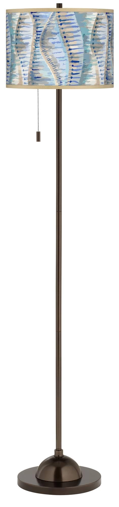Siren Bronze Club Floor Lamp with Printed Fabric Shade - Modern Lighting for Living Room, Bedroom & Office Decor