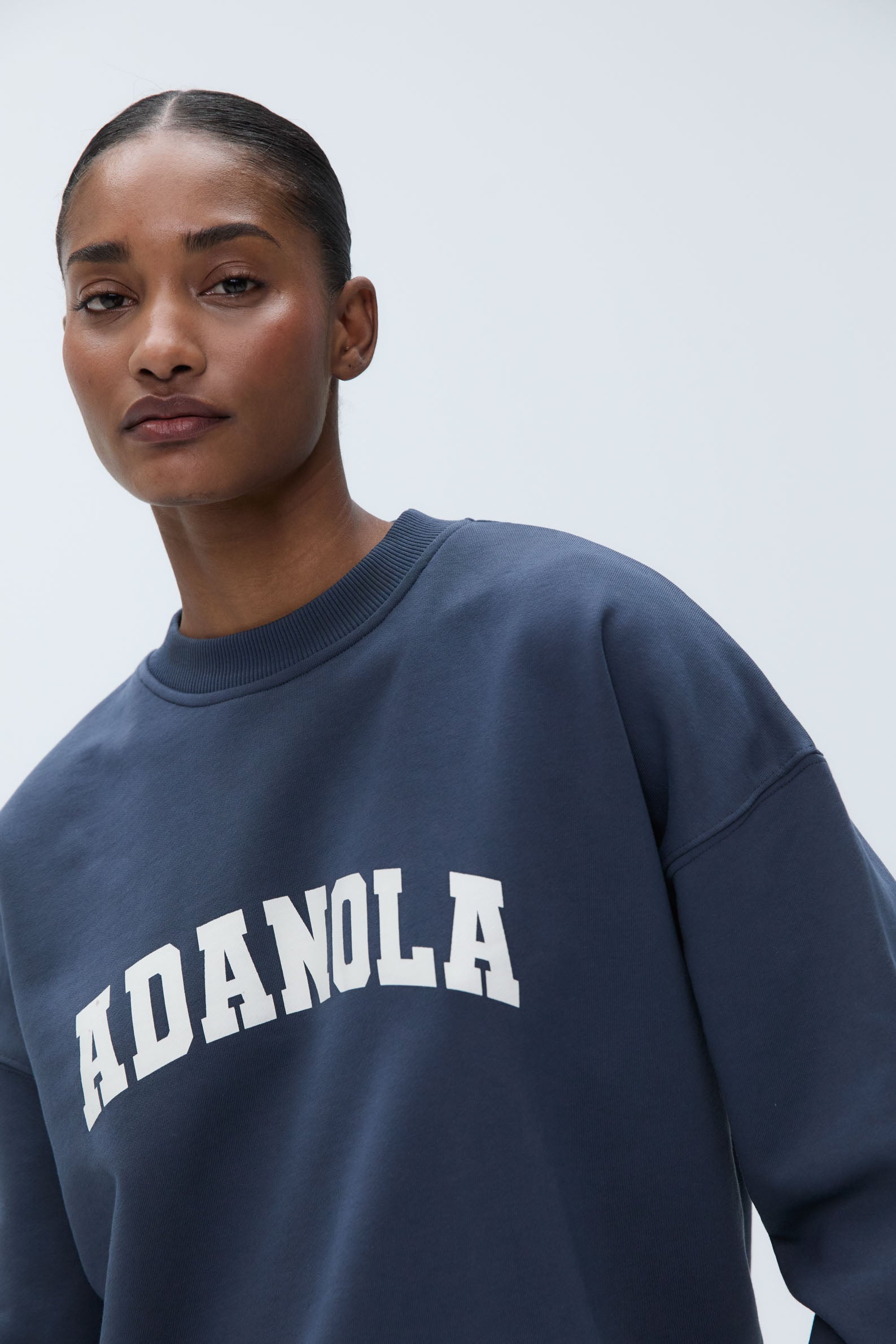 Varsity Oversized Sweatshirt for Women & Men - Washed Midnight Blue Pullover Hoodie | Cozy Casual Wear for College, Street Style & Loungewear