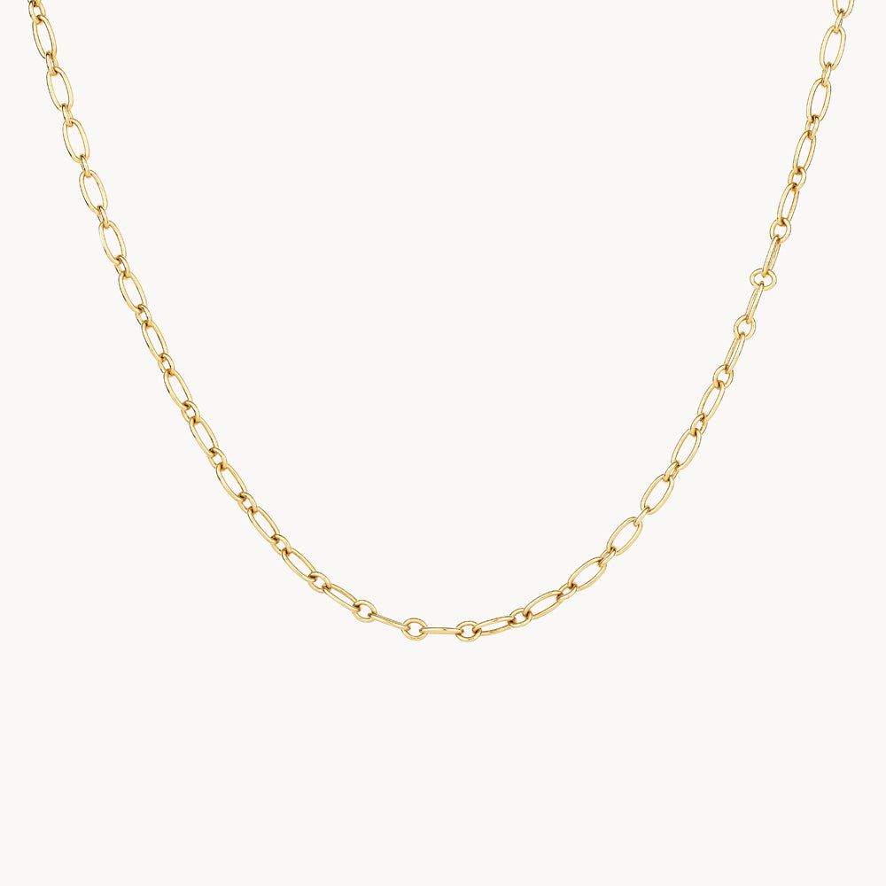 Gold Alternating Paperclip Chain Necklace - Elegant Layering Piece for Everyday Wear & Special Occasions