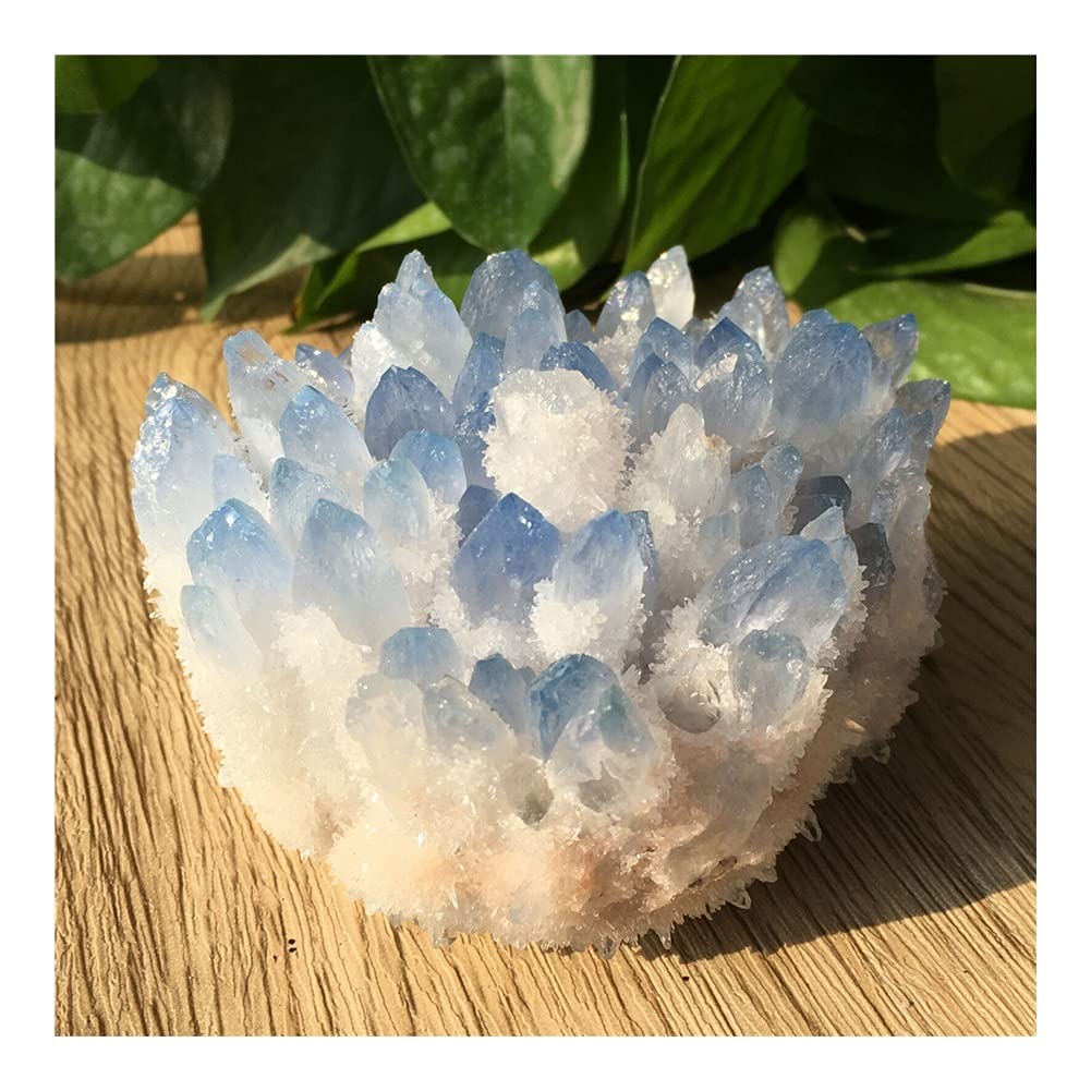 Natural Blue Quartz Crystal Cluster - 400-450g Freeform Reiki Healing Stone for Home, Office & Aquarium Decor | Spiritual Decor, Feng Shui, Meditation & Energy Healing Accessories