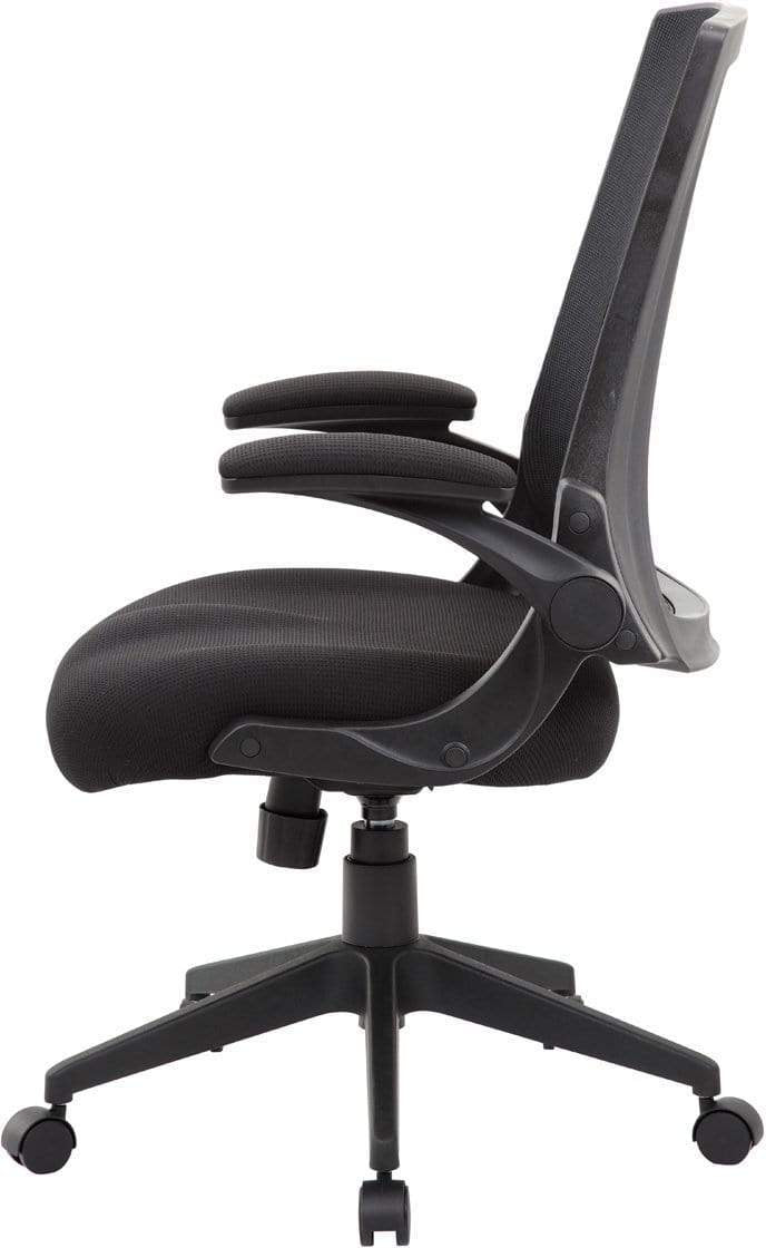 Boss Black Mesh Flip Arm Chair [B6776 BK] - Ergonomic Office Chair for Home & Work, Comfortable Swivel Task Chair with Adjustable Height - Perfect for Office, Gaming, and Study