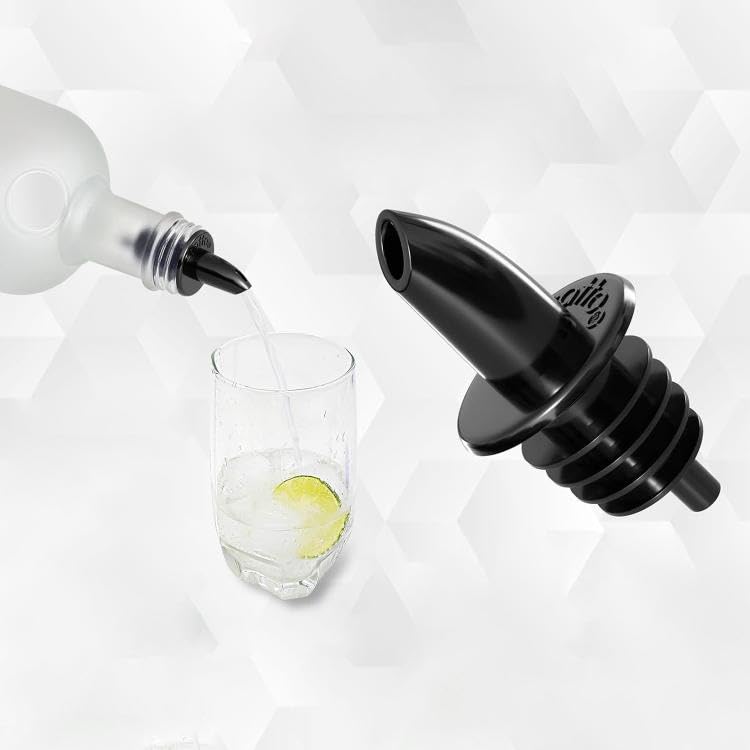 Premium HAZEL Stainless Steel Bottle Pourer - Durable Metal Wine & Liquor Pour Spout for All Bottles (Black) | Perfect for Bars, Restaurants & Home Entertaining