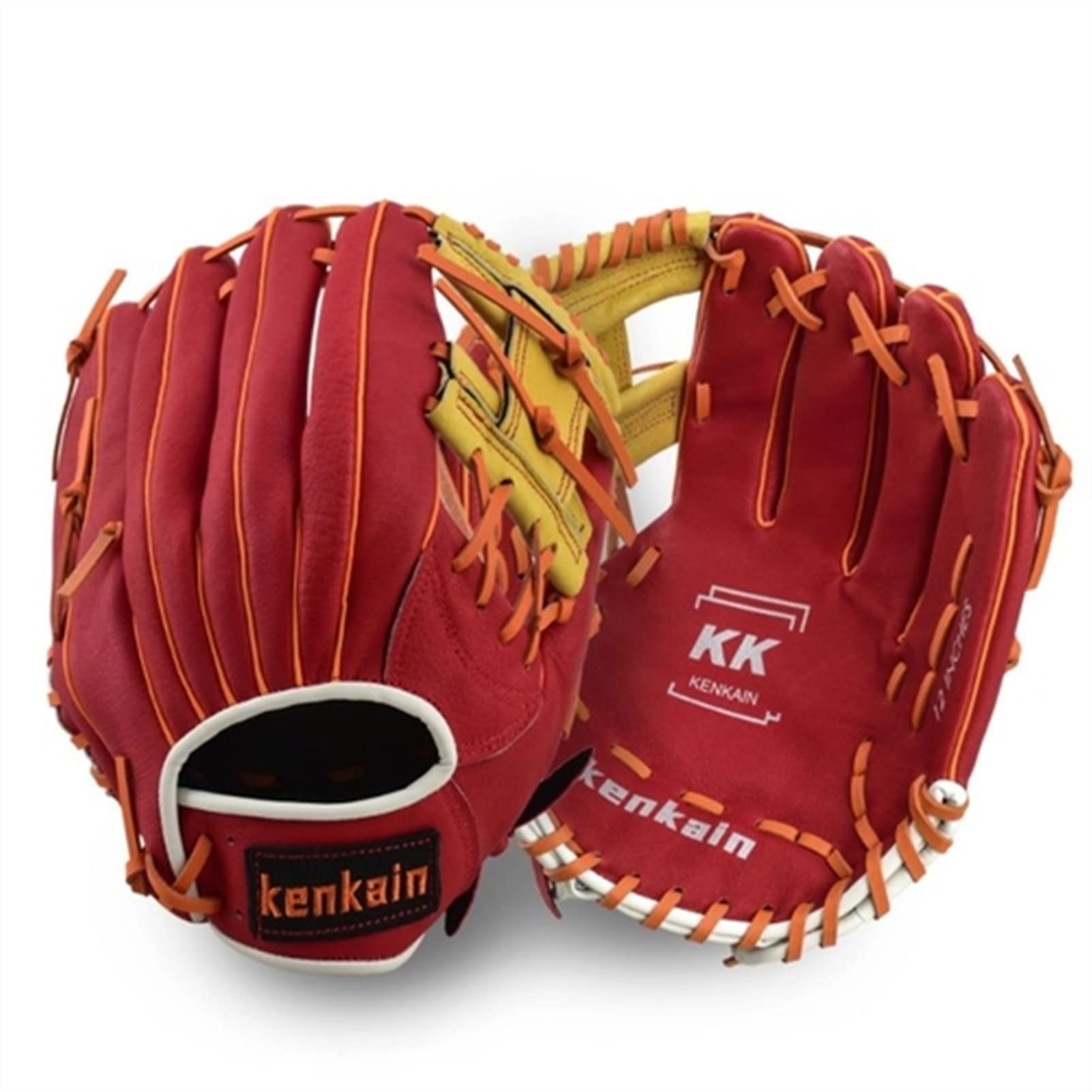 YYOUHE Professional Baseball & Softball Gloves for Catchers - Right Hand PU Leather Fielding Glove for Men - Red - Ideal for Baseball, Softball Players & Training Practice