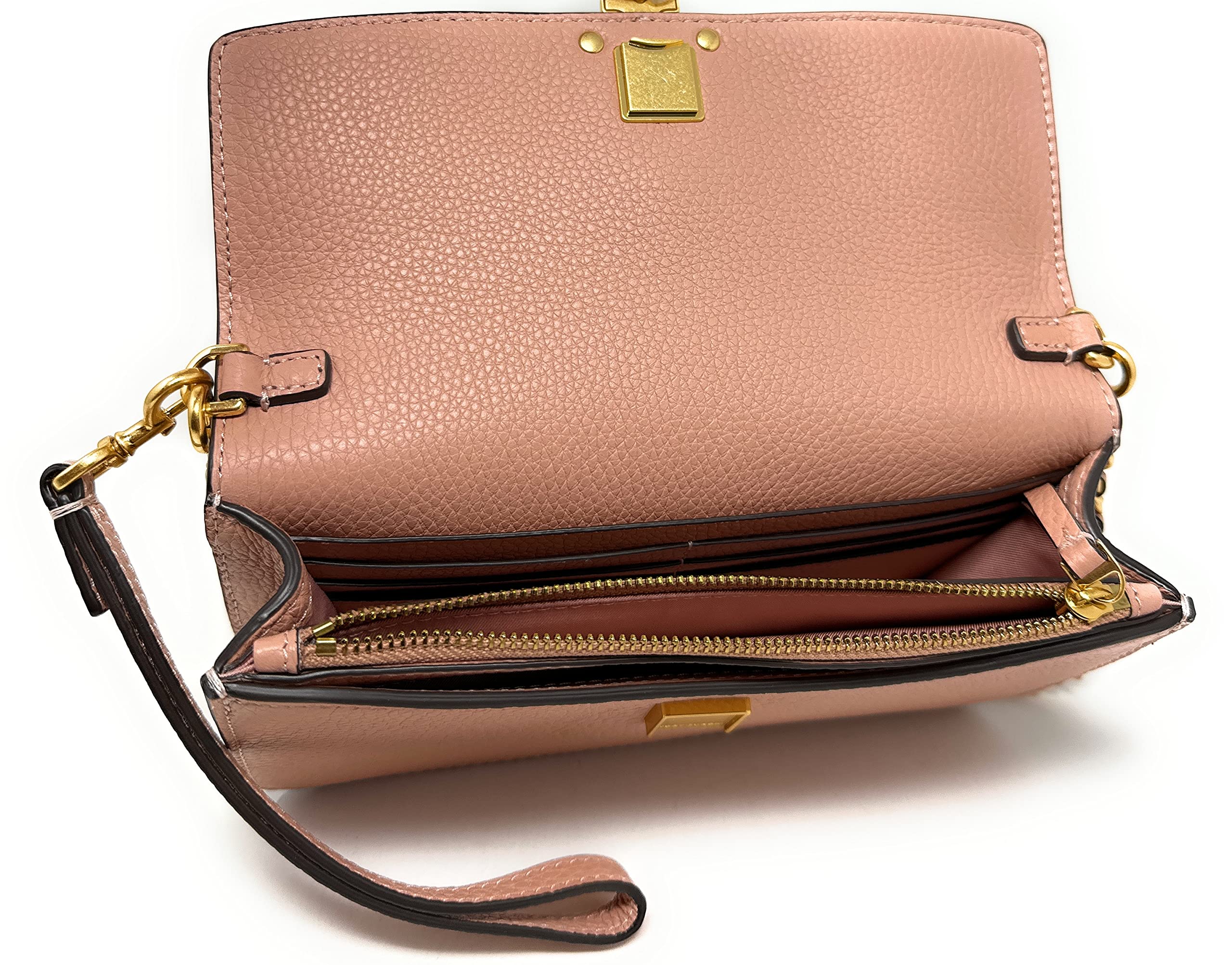 Tory Burch Britten Pebble Chain Wallet Wristlet for Women - Light Meadowsweet Crossbody Bag | Perfect for Everyday Use, Travel & Special Occasions