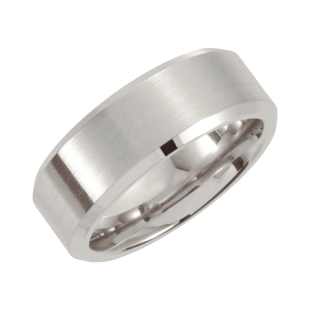 Jewels By Lux 7mm Stainless Steel Wedding Ring Band - Satin & Polished Beveled Edge for Men & Women | Perfect for Weddings, Anniversaries, and Everyday Wear