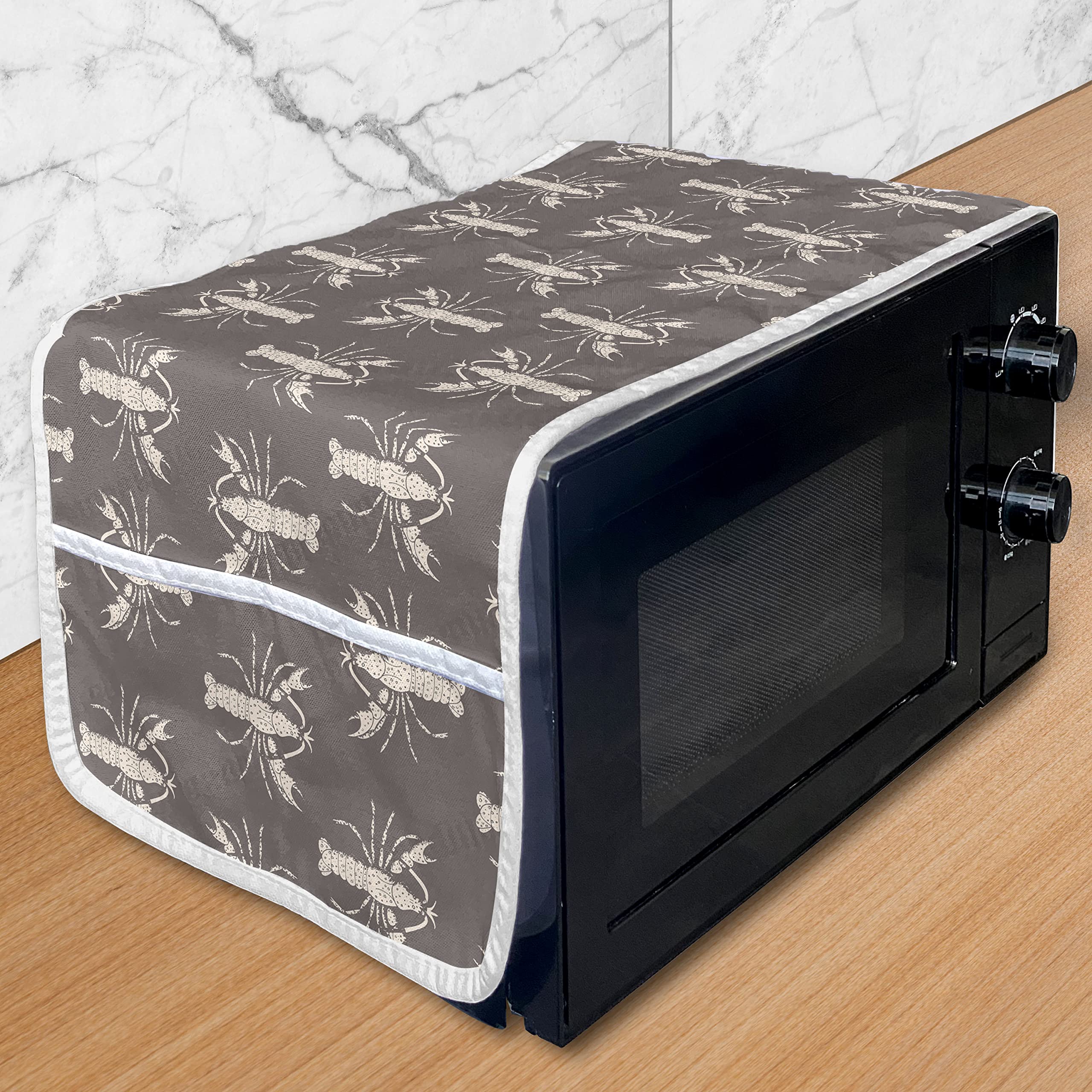 Ambesonne Lobster Microwave Cover - Waterproof Kitchen Organizer with Pockets, 36