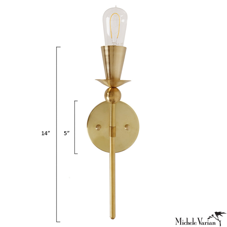 Brass Single Polyform Wall Sconce Light - Vintage Industrial Style Fixture for Bedroom, Hallway & Living Room Lighting