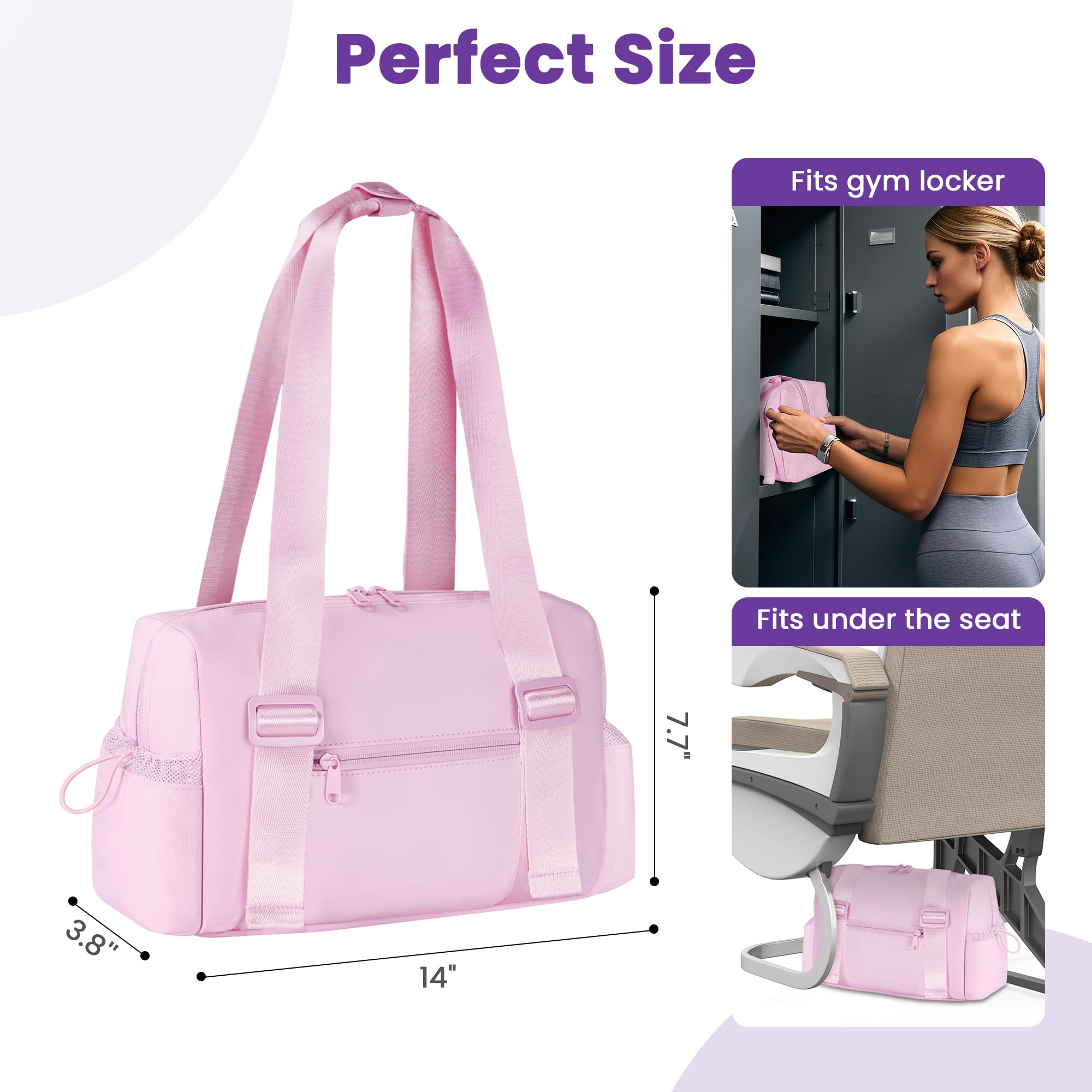 **KUKUPAK Small Gym Bag for Women - Waterproof Sports Duffel with Wet Compartment, Cute Pink Mini Workout Tote - Perfect for Gym, Yoga, Travel & Fitness**