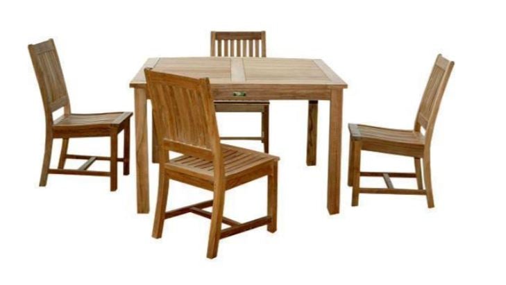 Anderson Teak Windsor Rialto 5-Piece Dining Set with Side Chairs (Set 106B) - Perfect for Patio, Garden, and Outdoor Entertaining