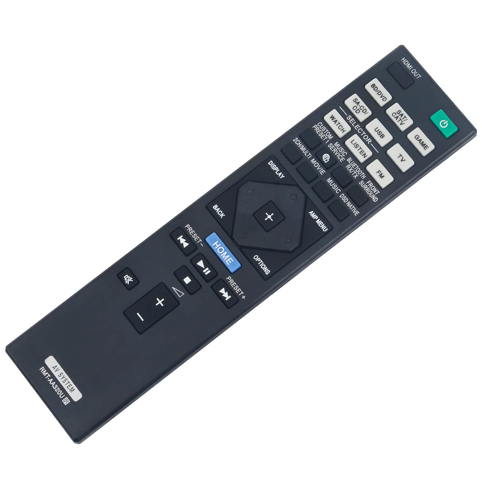 Sony STR-DN1080 STR-ZA810ES Replacement Remote Control RMT-AA320U - Compatible with Sony AV Receivers for Home Theater & Audio Systems