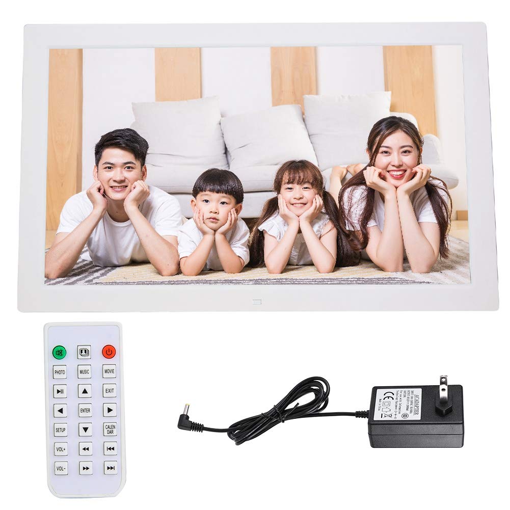 18-inch Widescreen Digital Photo Frame with 1366x768 HD Display - 16:9 Aspect Ratio LED Electronic Picture Frame with Remote Control (White) - Perfect for Home Decor, Office Display & Digital Photo Albums
