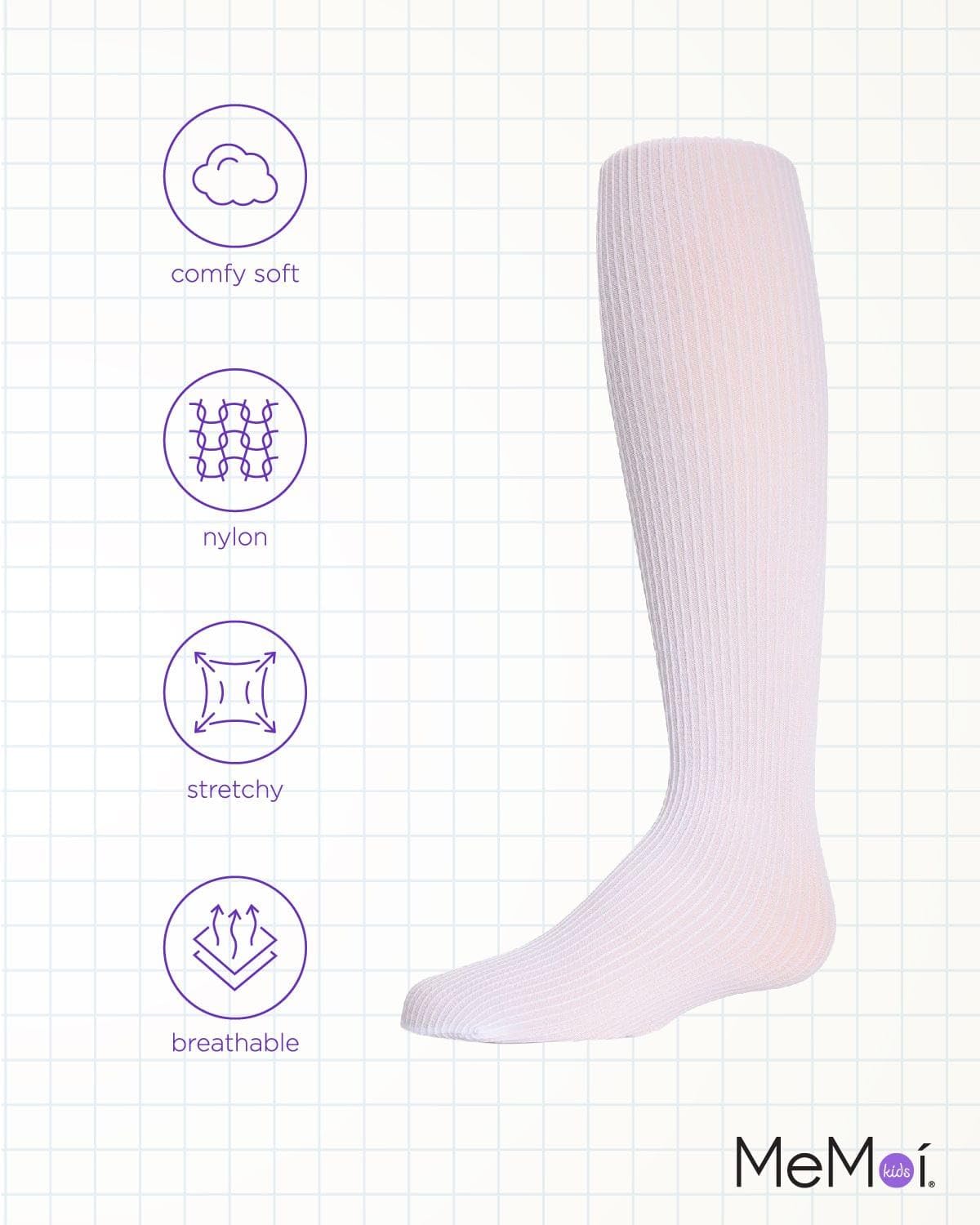 MeMoi Girls Ribbon Tights for Kids - Soft Stretchy Ribbed Leggings for Toddlers & Children | Perfect for School, Playdates & Winter Outfits