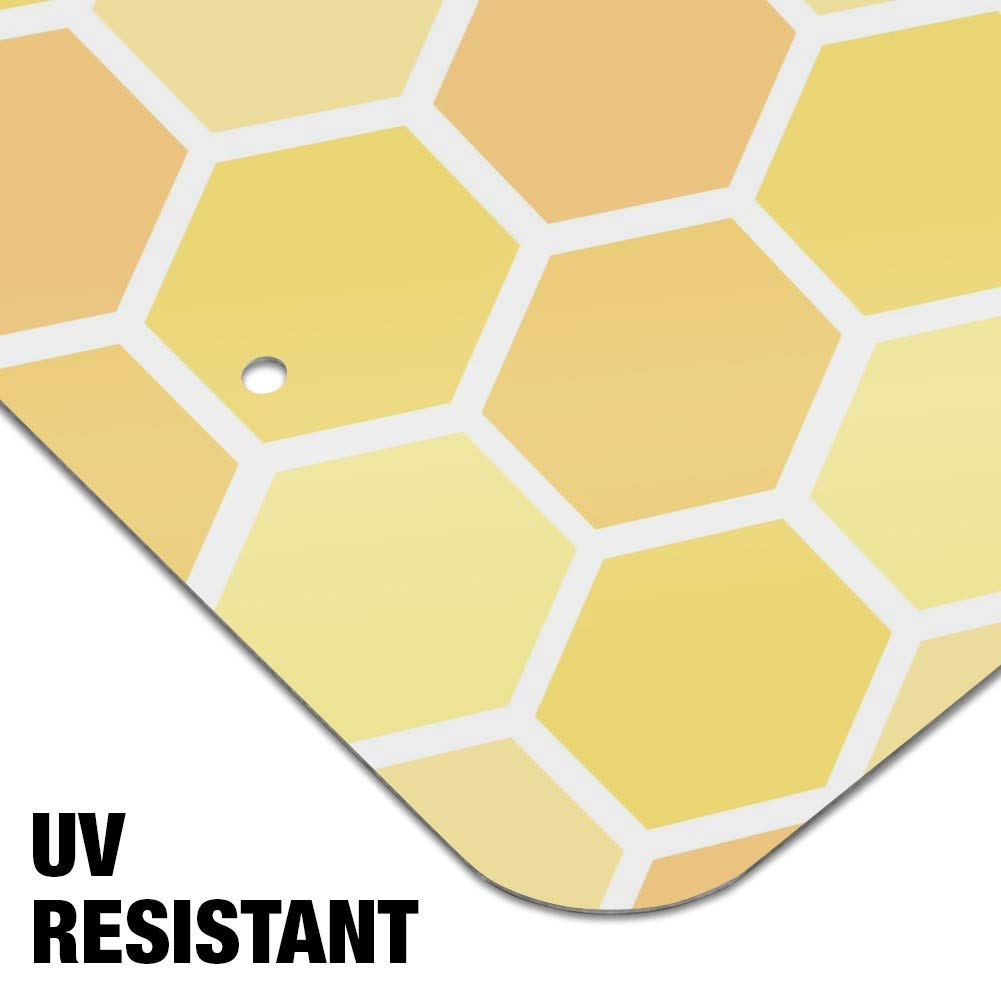 Yellow Honeycomb Pattern Sign for Home, Office & Business - Modern Wall Decor for Workspaces, Retail Stores & Entryways