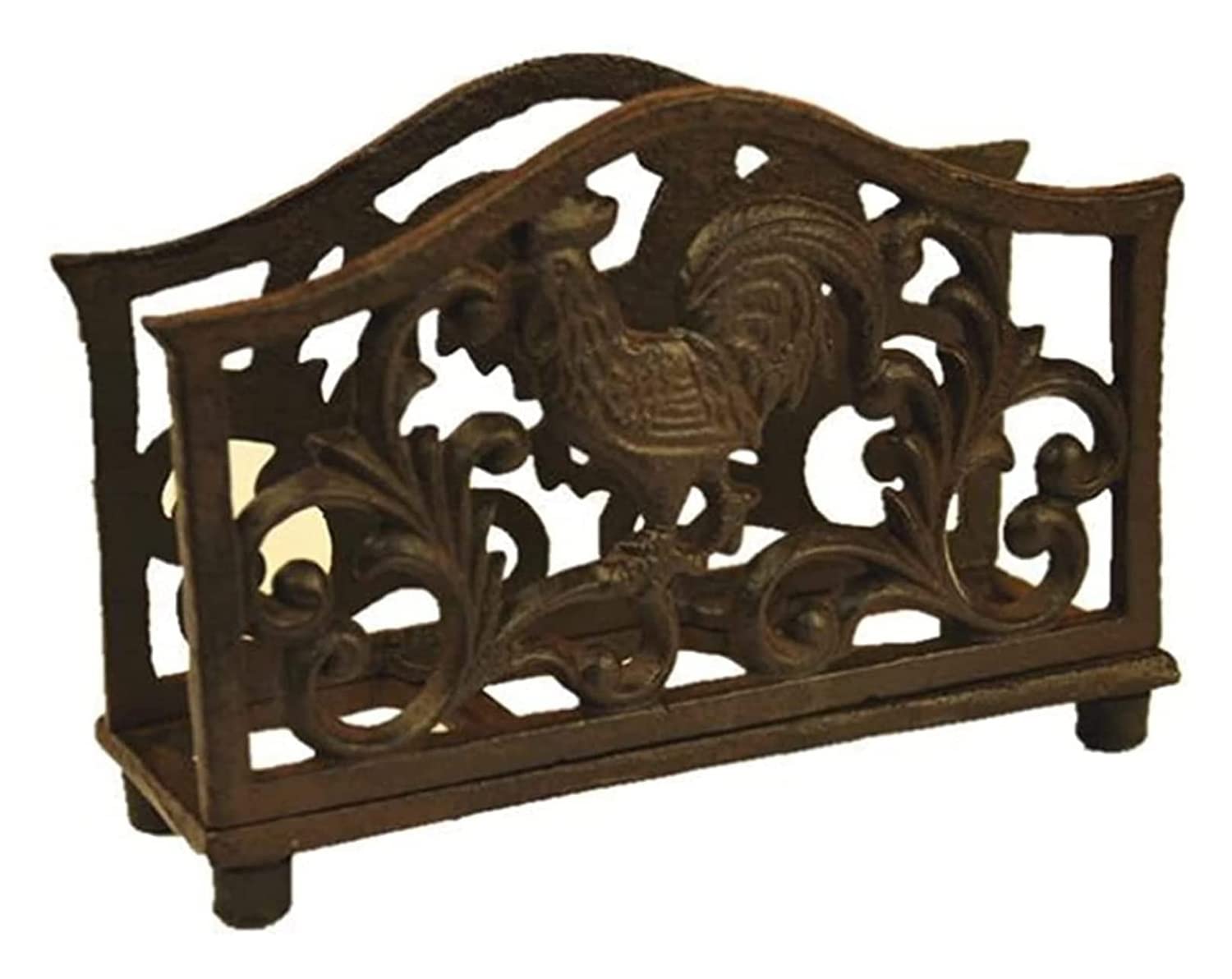 Vintage Wrought Iron Vertical Napkin Holder - Rustic Farmhouse Rooster Design for Kitchen, Dining Table & Countertop | Decorative Tableware for Home, Restaurant & Outdoor Use