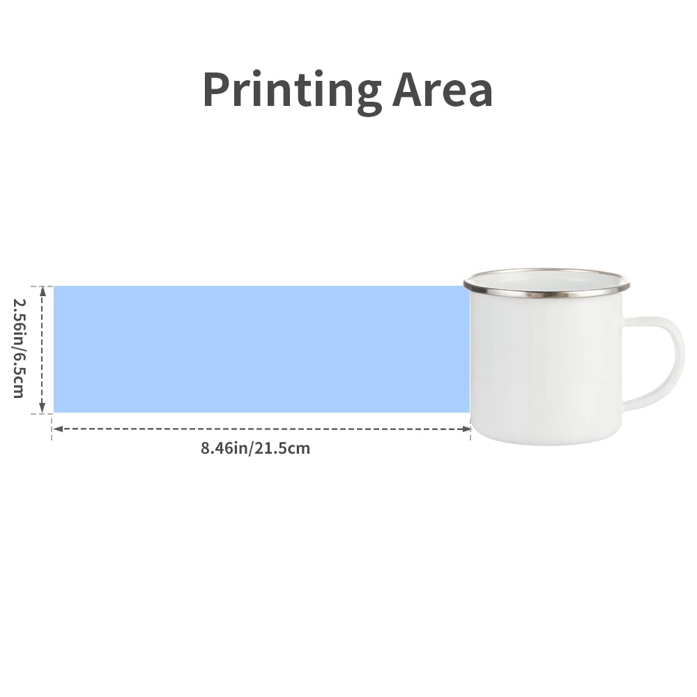 **12 oz Sublimation Enamel Mugs - White Camping Coffee Mugs with Stainless Steel Rim - Heat Press & Tumbler Mug Crafting - Set of 4 - Perfect for DIY Gifts, Home, Office & Outdoor Use**