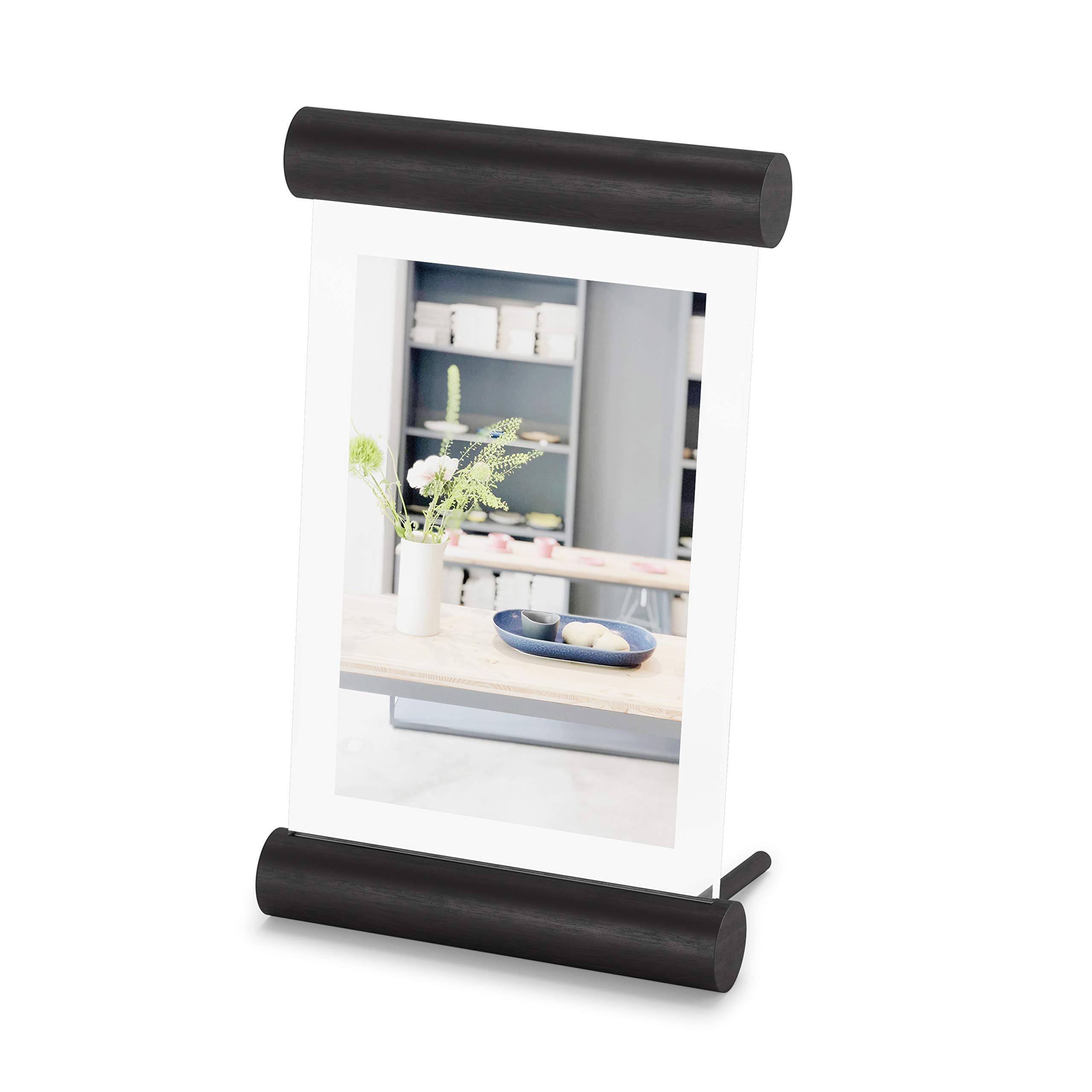 Umbra Scroll Picture Frame 4x6 Inches - Modern Black Photo Display for Wall or Tabletop - Perfect for Home Decor, Office, or Gift Giving