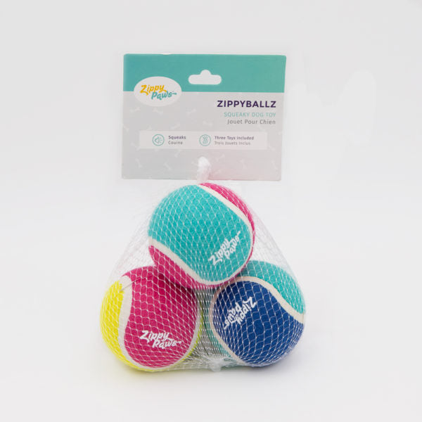 ZippyPaws ZippyBallz 3-Pack Squeaky Tennis Balls for Dogs - Interactive Fetch Toys for Indoor & Outdoor Play, Training, and Bonding with Your Pet