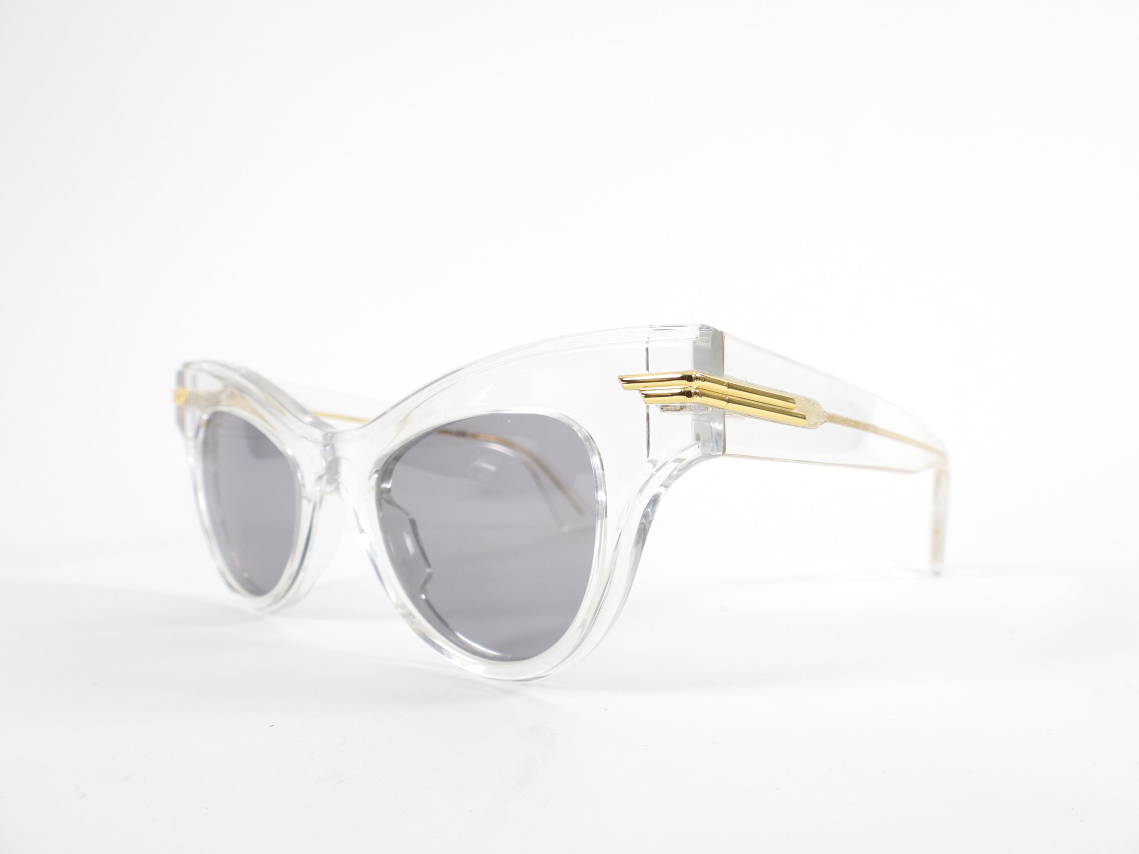 Bottega Veneta BV1004S Clear Cat Eye Sunglasses for Women - Trendy UV Protection Shades for Beach, Driving & Fashion Outfits