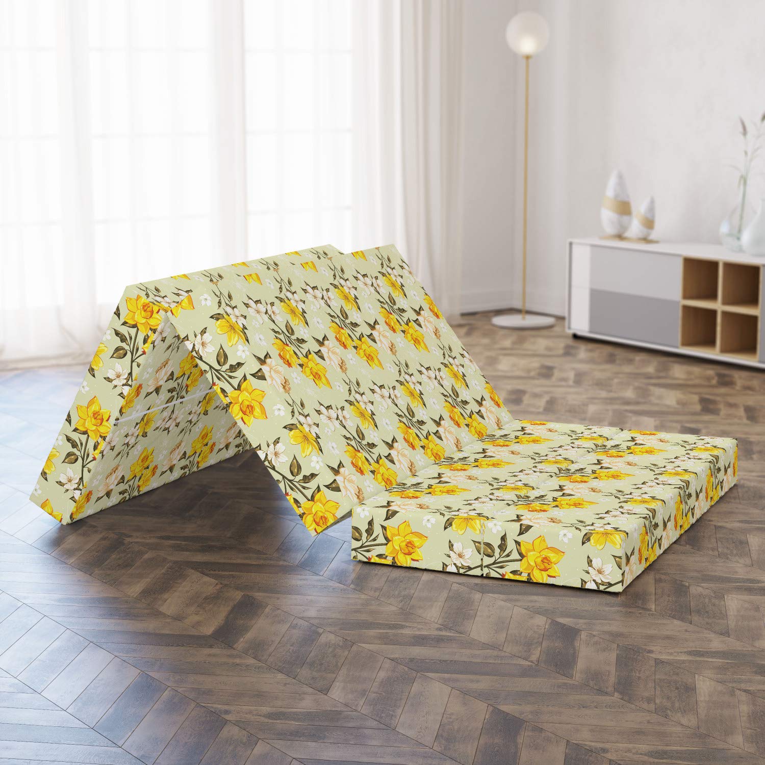 Ambesonne Floral Narcissus Branch Foldable Mattress - 78.7
