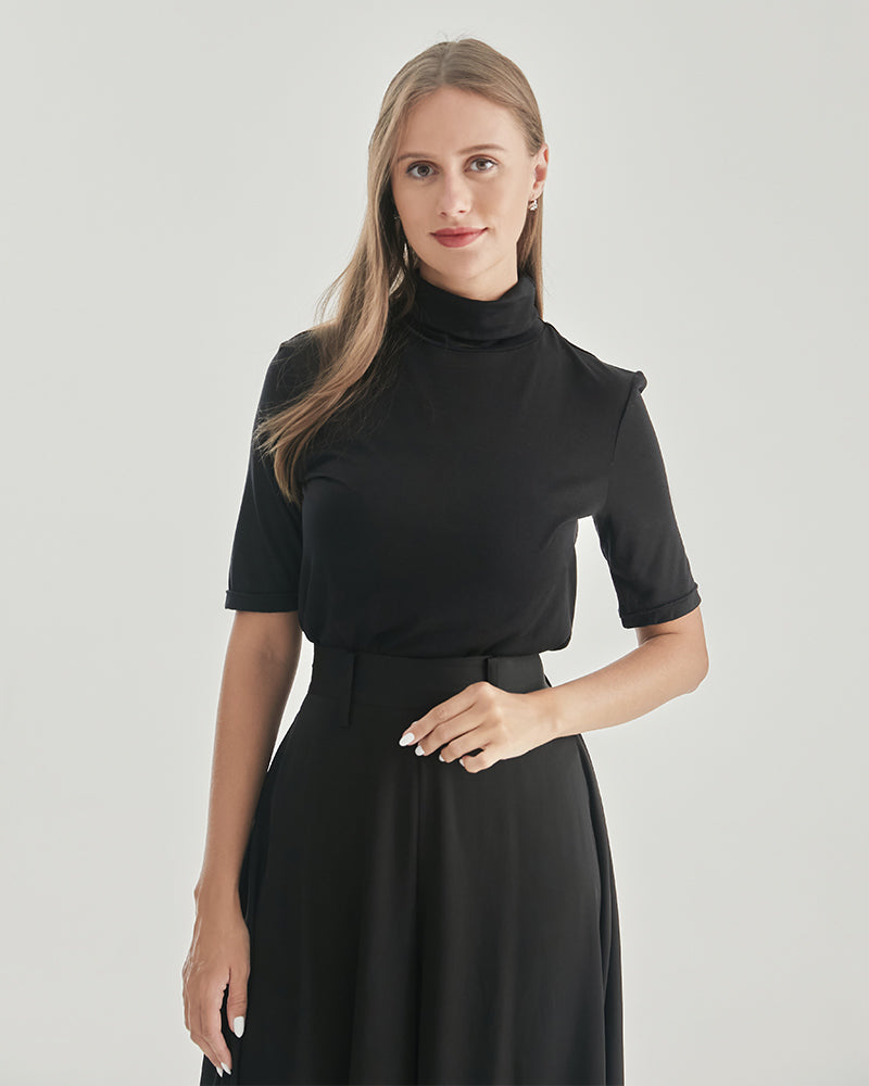 Cozy Knitted Turtleneck T-Shirt for Women - Soft Winter Layering Top | Perfect for Office Wear & Casual Outfits