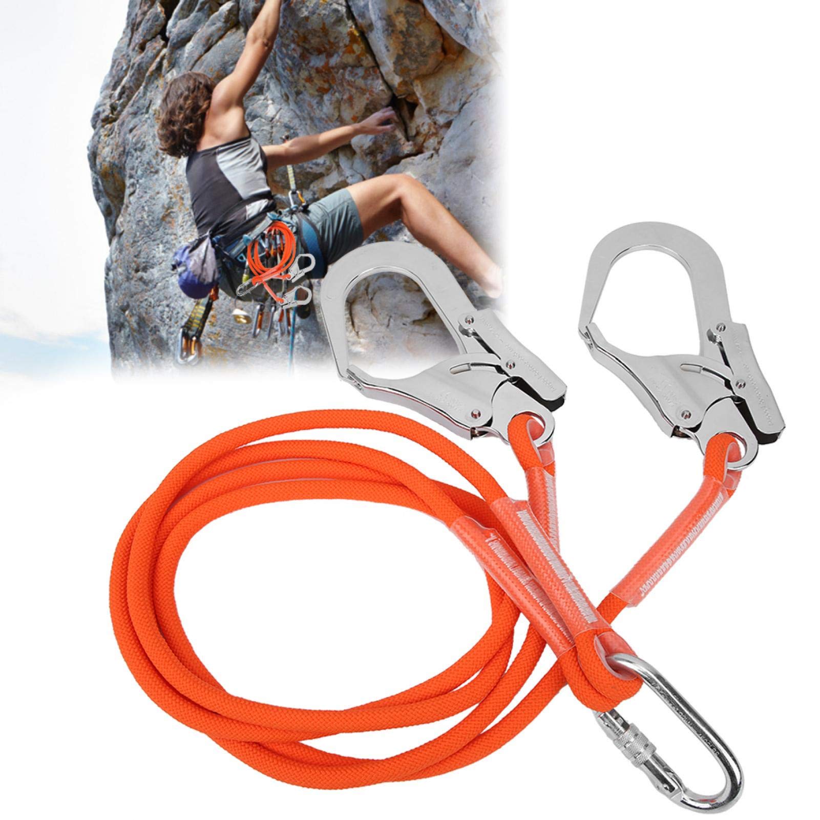 1.6M Fall Protection Lanyard - Aerial Work Safety Belt Rope for Outdoor Construction & Tree Climbing Gear | OSHA Compliant Safety Equipment for Roofing, Window Cleaning, and Industrial Work