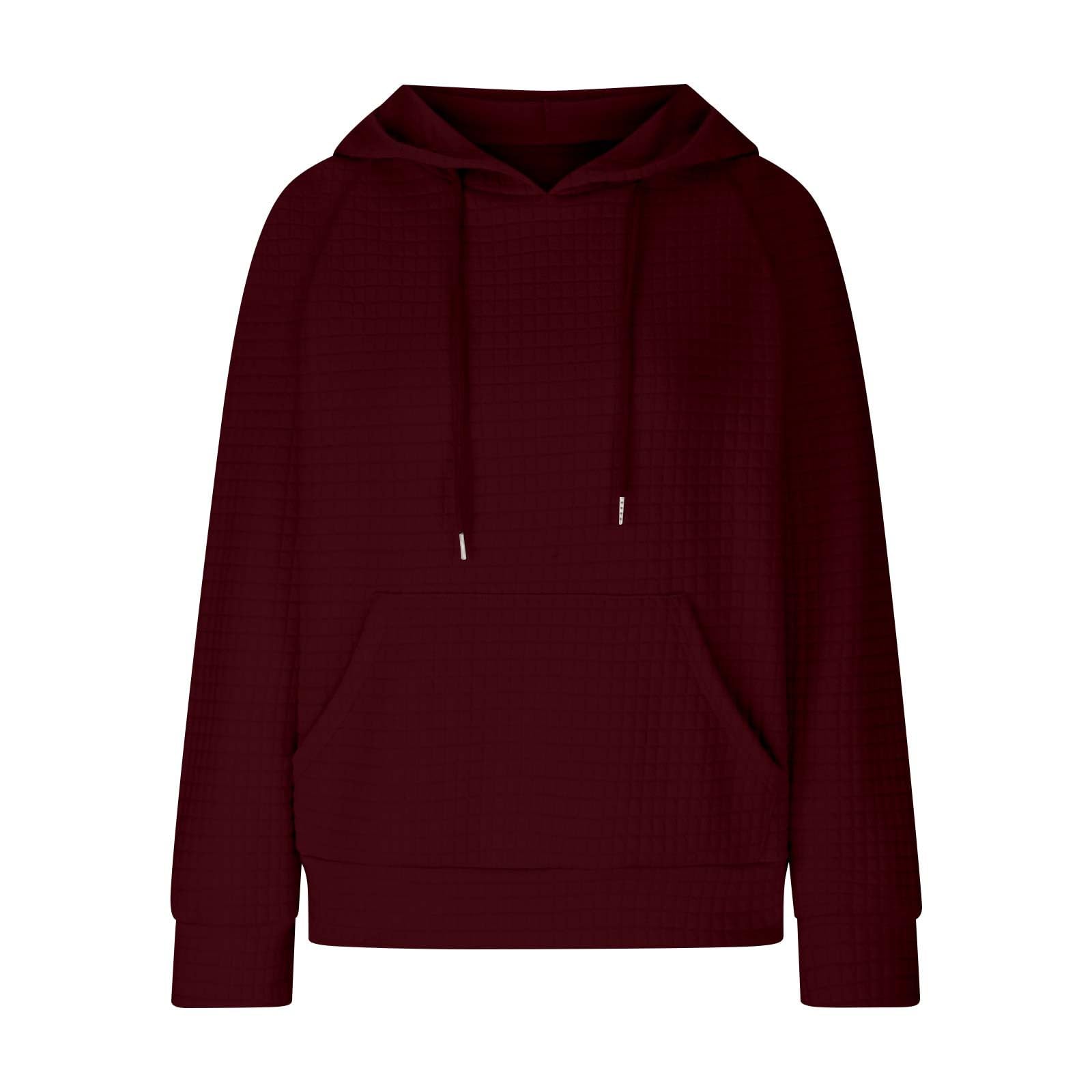 Women's Oversized Waffle Knit Hoodie Sweatshirt - Long Sleeve Drawstring Loose Fit with Pocket | Cozy Fall Winter Layering & Casual Streetwear Outfit