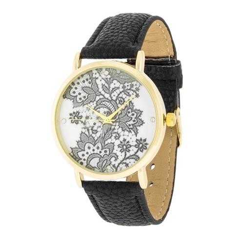 Elegant Gold Watch with Floral Print Dial - Stylish Women's Fashion Watch for Casual Wear, Office & Special Occasions