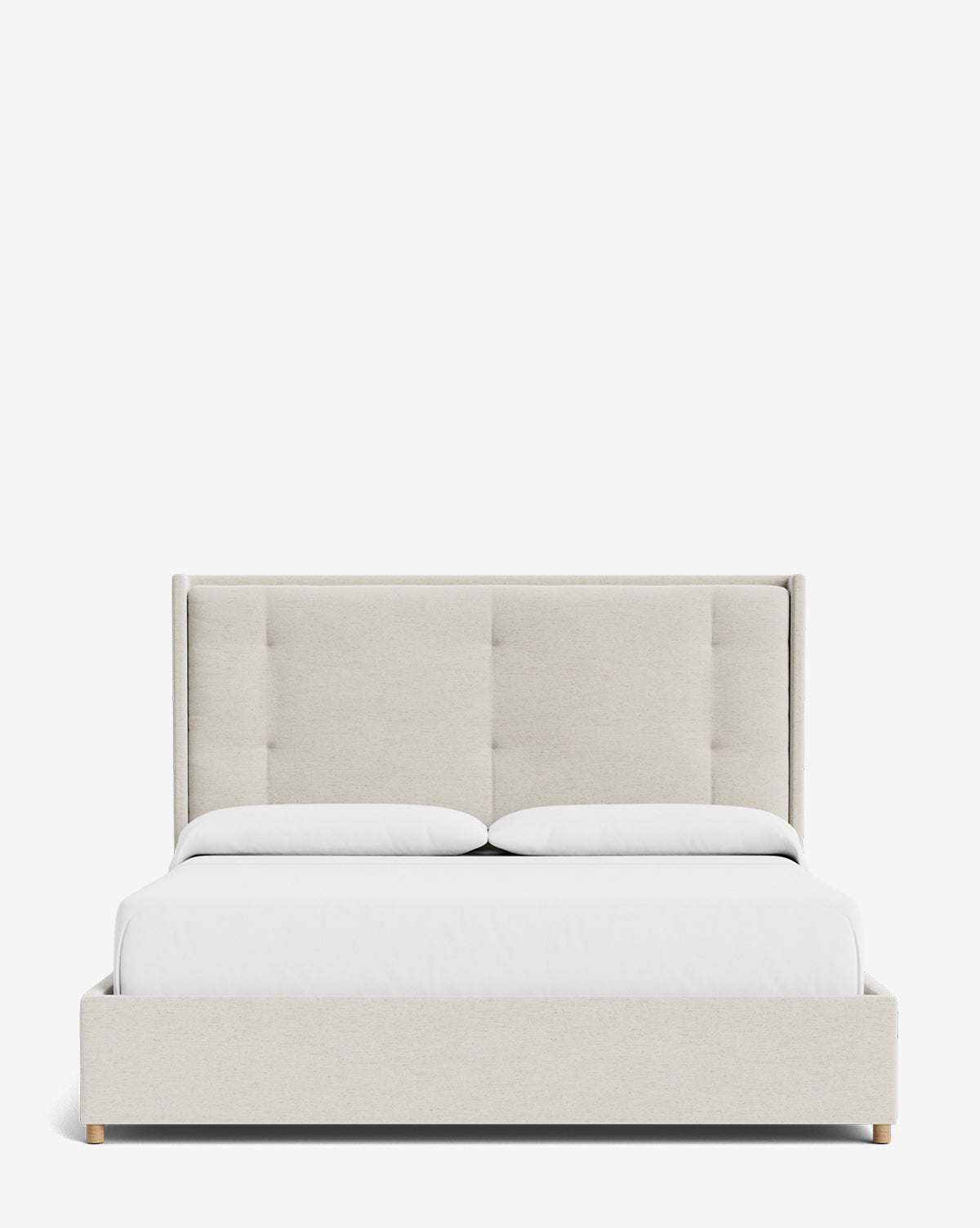 Luxury Ria Upholstered Bed Frame - Queen Size Platform Bed with Soft Fabric Headboard - Modern Bedroom Furniture for Master & Guest Rooms