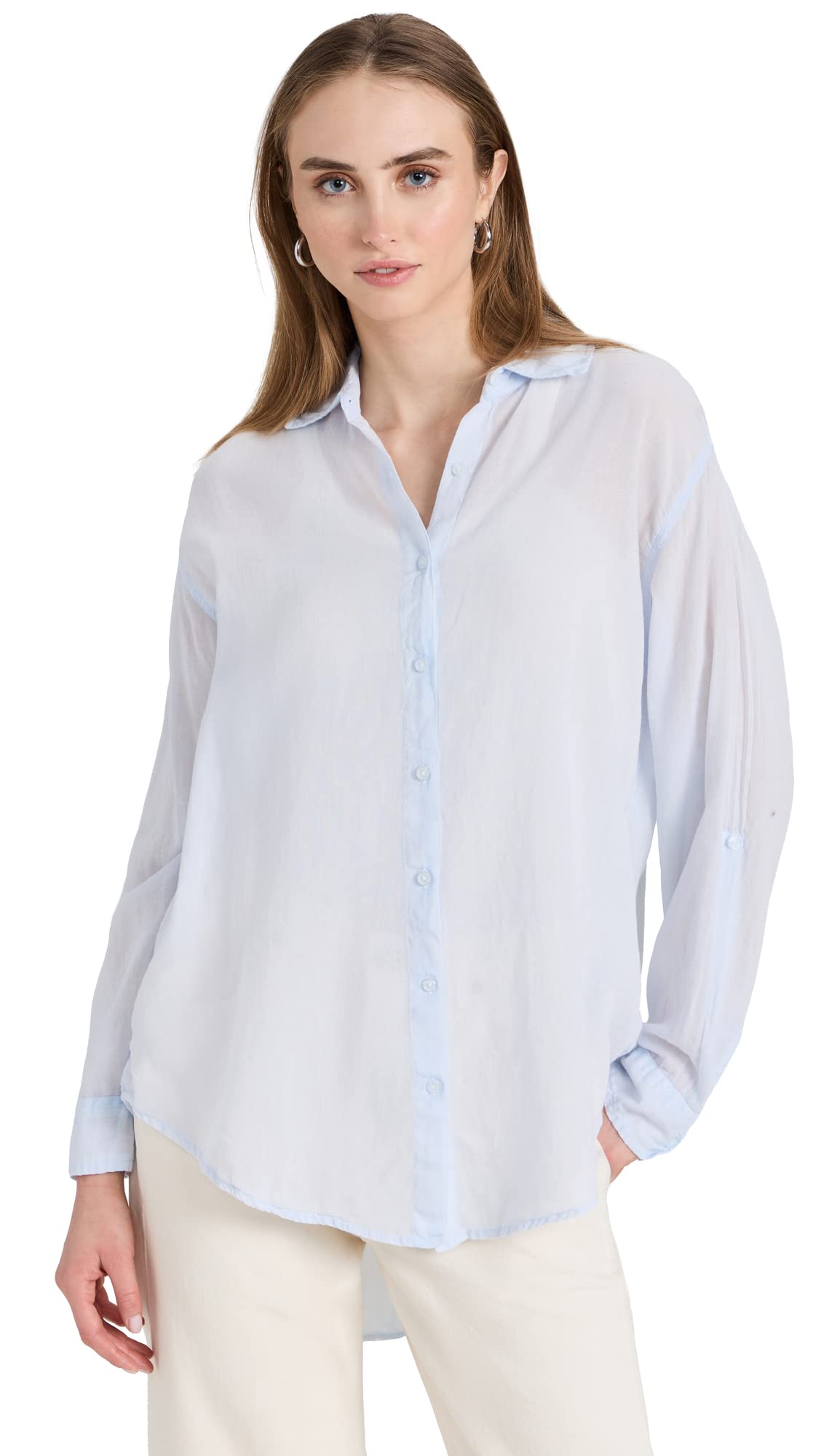SUNDRY Women's Oversized Button Down Shirt - Casual Long Sleeve Loose Fit Blouse for Travel, Work & Everyday Wear | Comfortable & Stylish Plus Size Tops