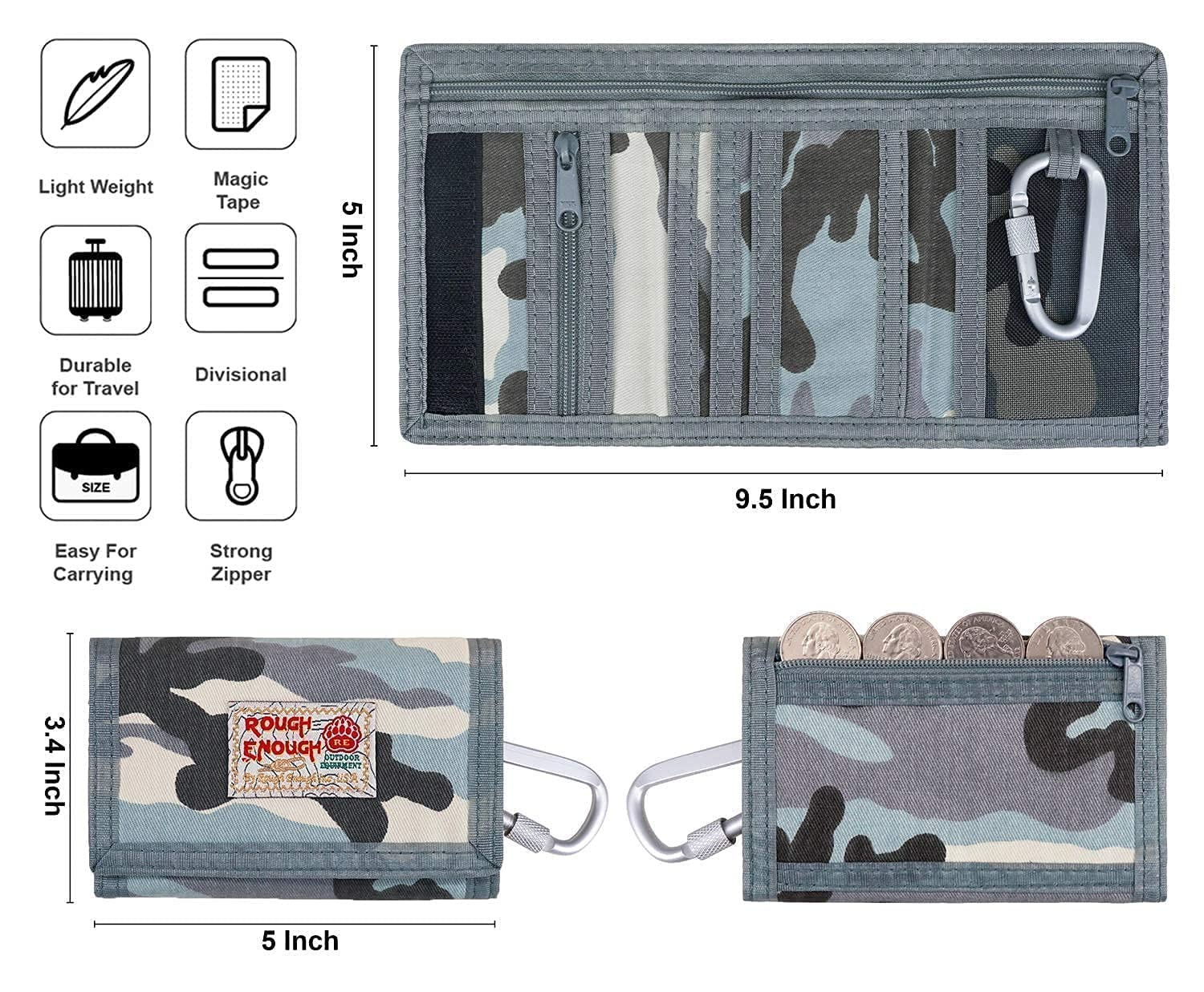Preppy Teens Wallet with Lanyard Keychain - Durable Gift for Boys & Girls - School & Travel Use