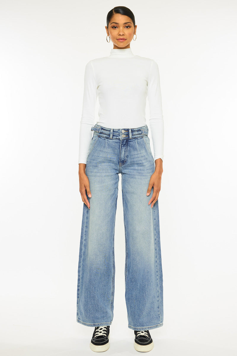 Promise High Rise Wide Leg Jeans for Women - Comfortable Stretchy Denim Pants - Perfect for Casual Wear, Office Outfits & Street Style Fashion