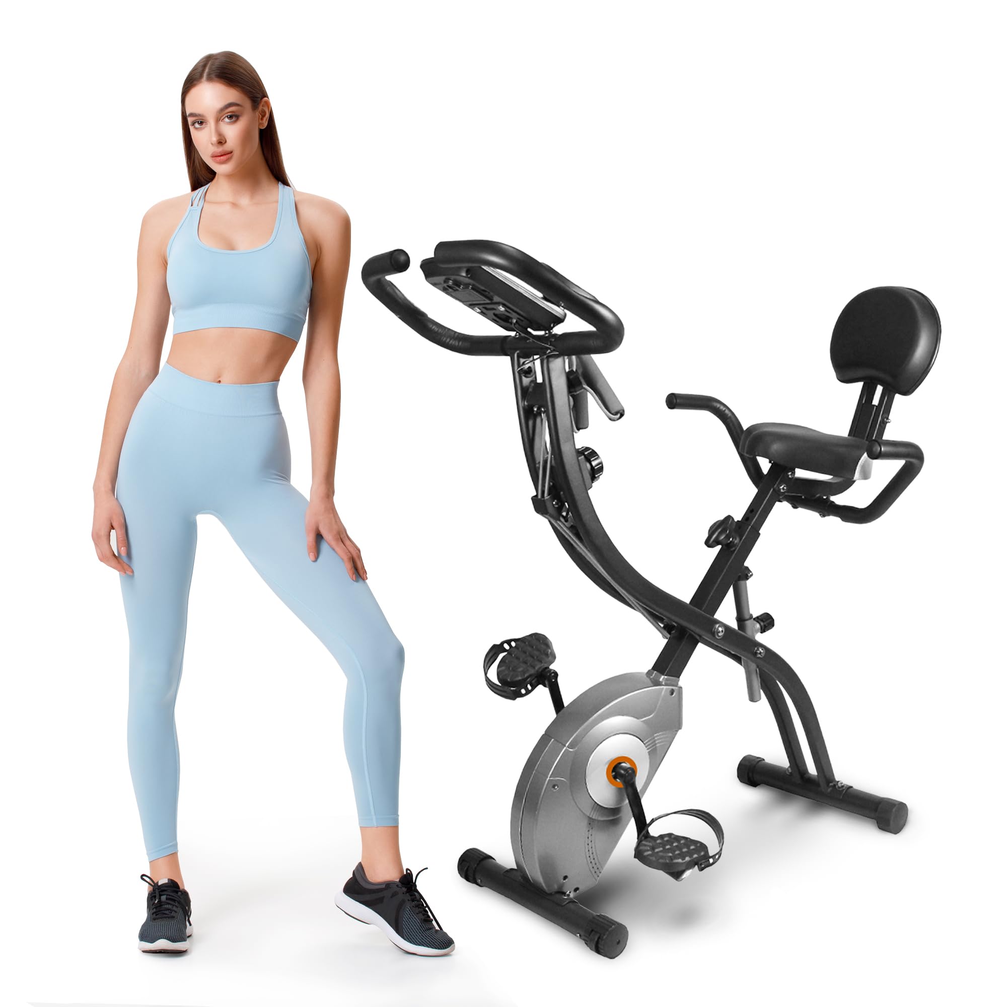 ATIVAFIT Foldable Magnetic Exercise Bike - 3-in-1 Indoor Stationary Bike for Home Gym, Upright & Recumbent Workout (Black) | Perfect for Small Spaces, Cardio Training & Low-Impact Exercise