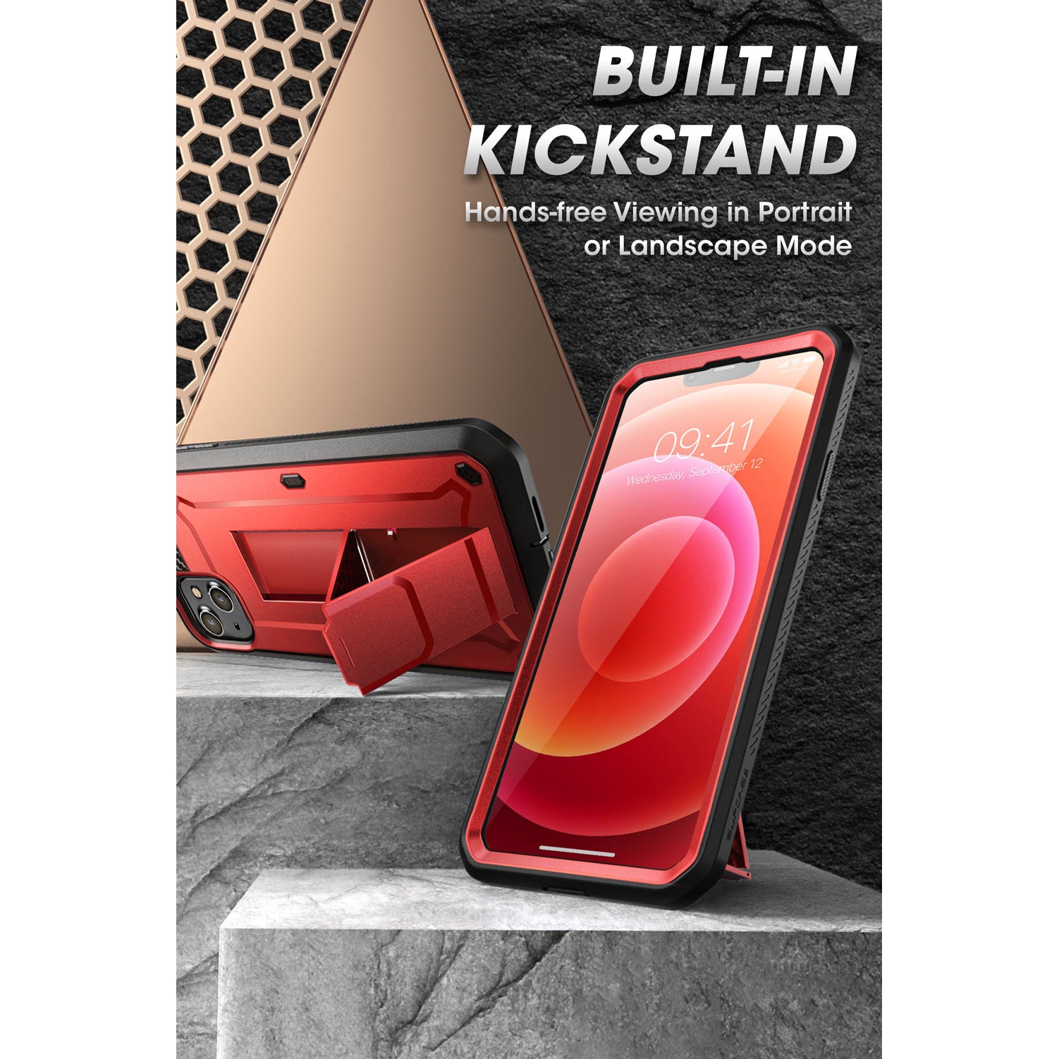 iPhone 13 6.1 Inch Unicorn Beetle Pro Rugged Case - Shockproof, Drop Protection, Military Grade (Metallic Red) - Perfect for Outdoor, Work & Extreme Sports