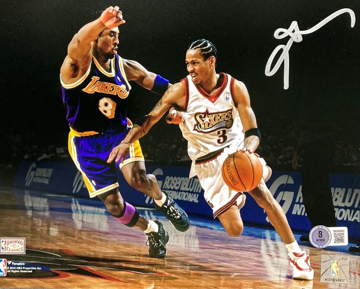 Authentic Allen Iverson Signed 8x10 Photo - Philadelphia 76ers vs Kobe Bryant Game Action - NBA Memorabilia for Sports Fans & Collectors - Perfect for Man Cave, Sports Room Decor or Gift for Basketball Enthusiasts