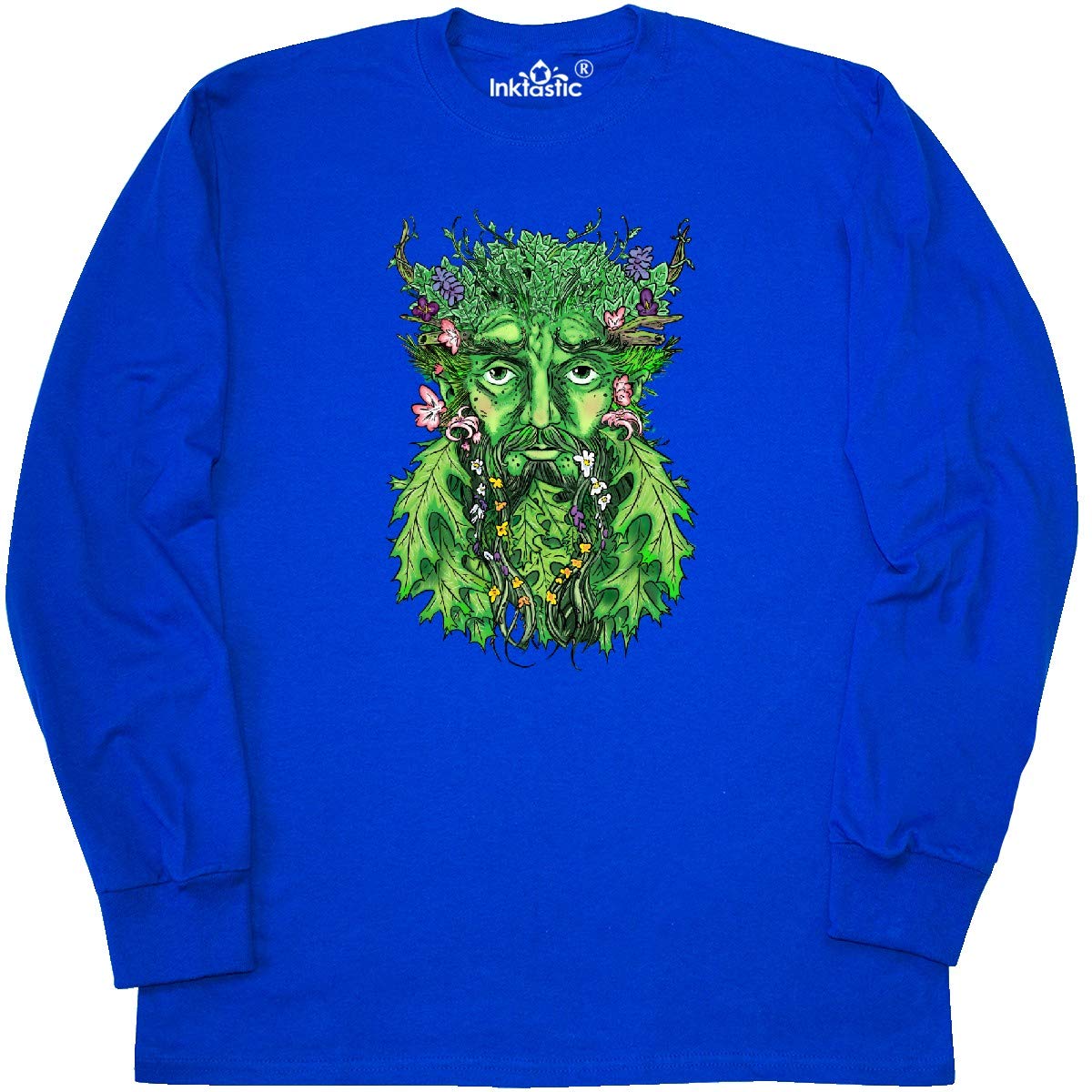 Inktastic 1st Day of Spring Greenman Spring Equinox Long Sleeve T-Shirt for Men & Women - Eco-Friendly Nature Lover Tee for Spring Festival, Earth Day & Outdoor Activities
