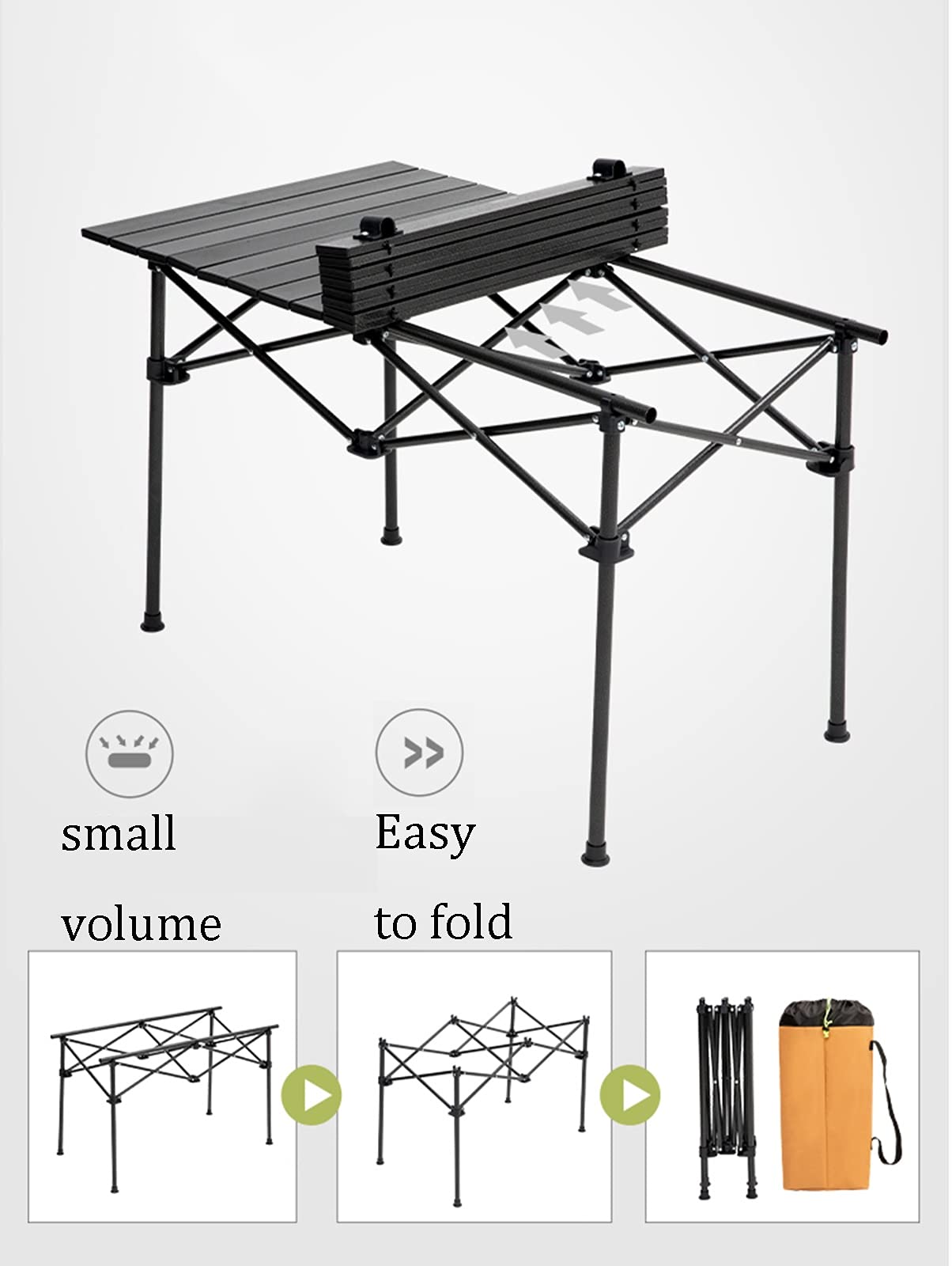 Portable Aluminum Alloy Folding Camping Table with 6 Chairs - Lightweight Outdoor Picnic Set for Camping, Backyard, Beach & Tailgating - Easy Storage & Carry (Package 3)
