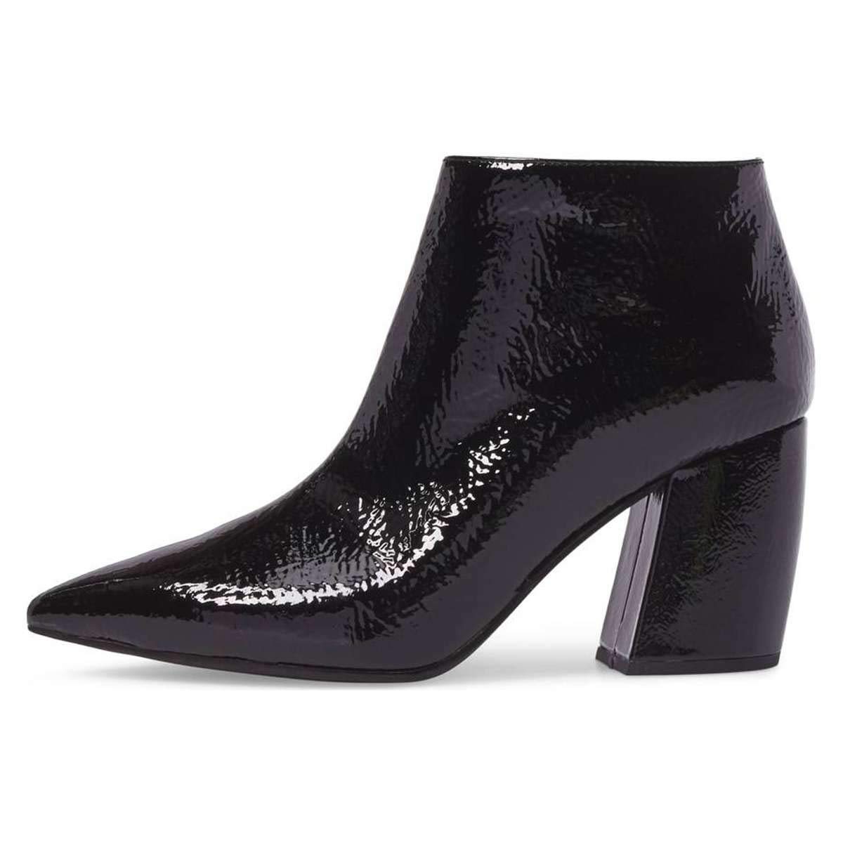 XYD Women's Vegan Leather Pointed Toe Ankle Boots with Side Zipper - Chunky Block Heel Dress Booties for Office, Party & Fall Winter Fashion